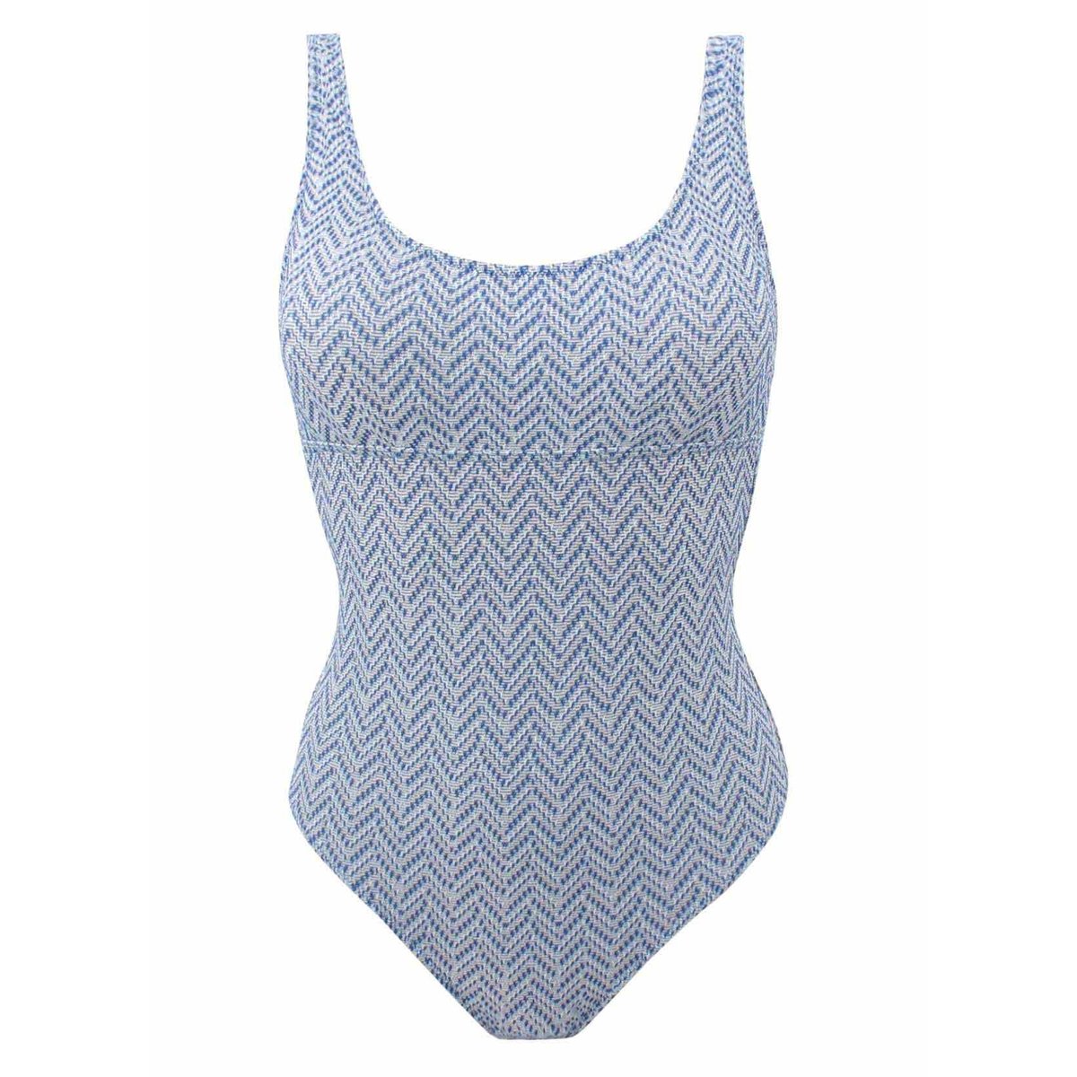 Maillot de bain 1 pièce coques amovibles texturé fil textile ANCONA bleu, LAURA BY JANINE ROBIN