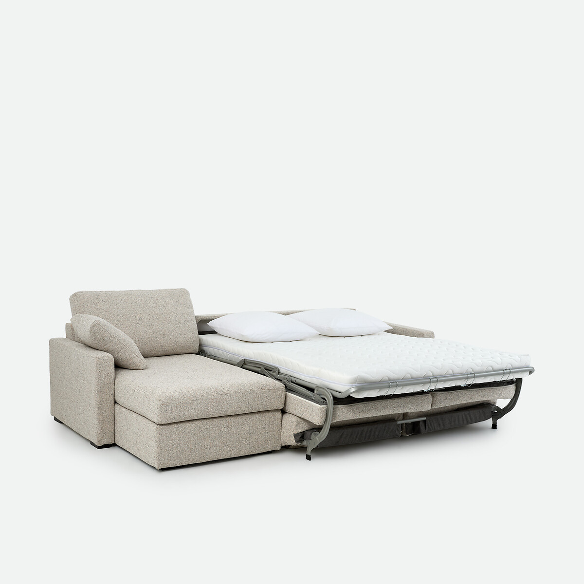 Canapé d'angle, convertible, 4 places, Premium HR, tissu texturé moucheté TIMOR ecru/bleu, LA REDOUTE INTERIEURS