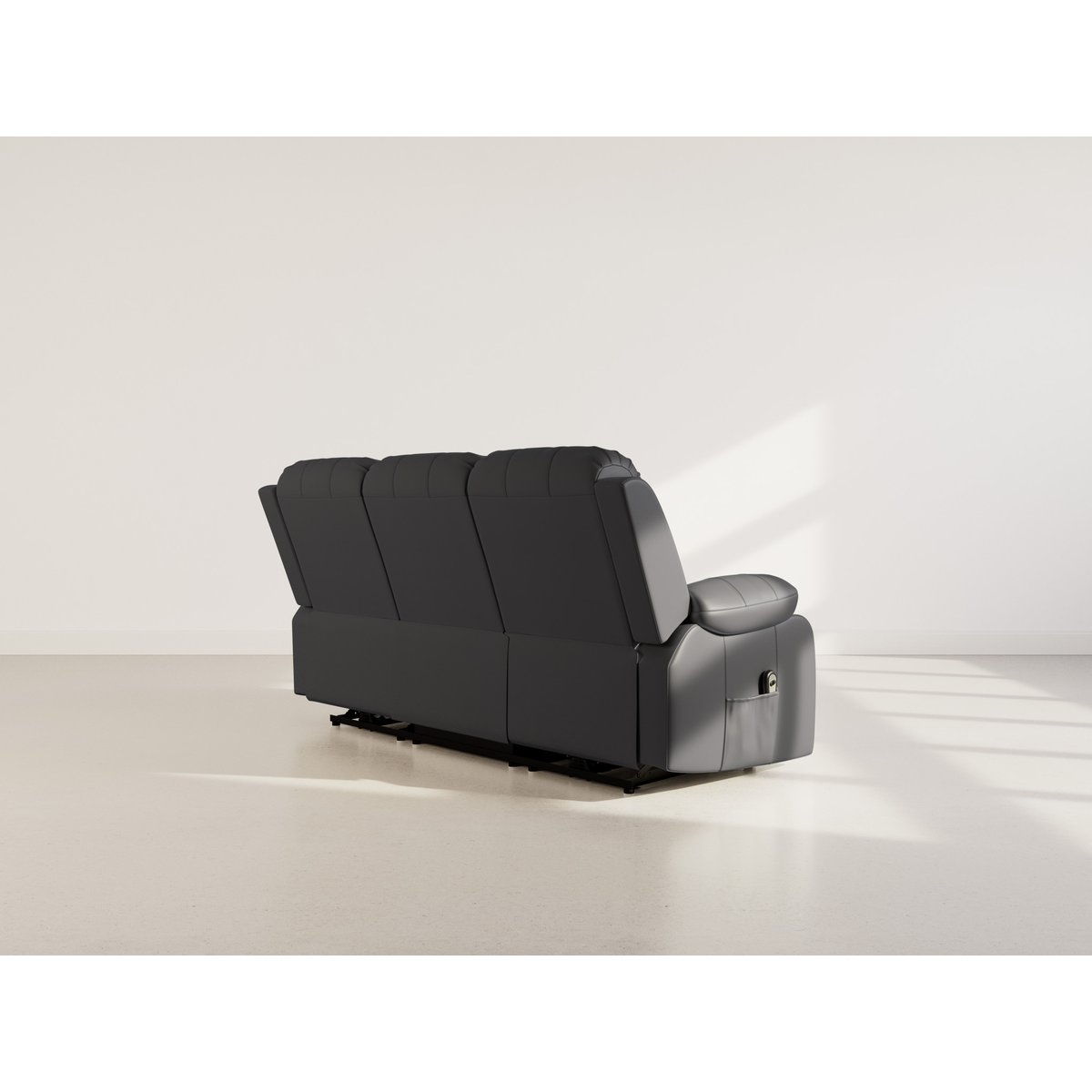Canapé relax électrique en simili 3 places, ARMAND noir, BEST MOBILIER