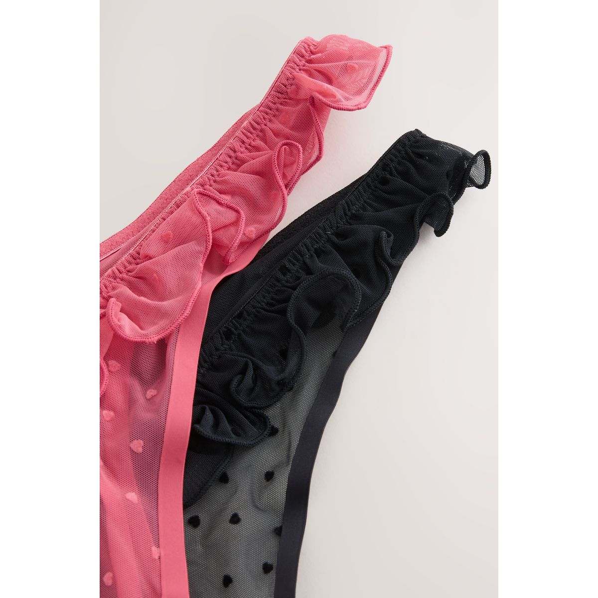 Culotte en mesh floqué cœurs, lot de 2 rouge / noir, NEXT