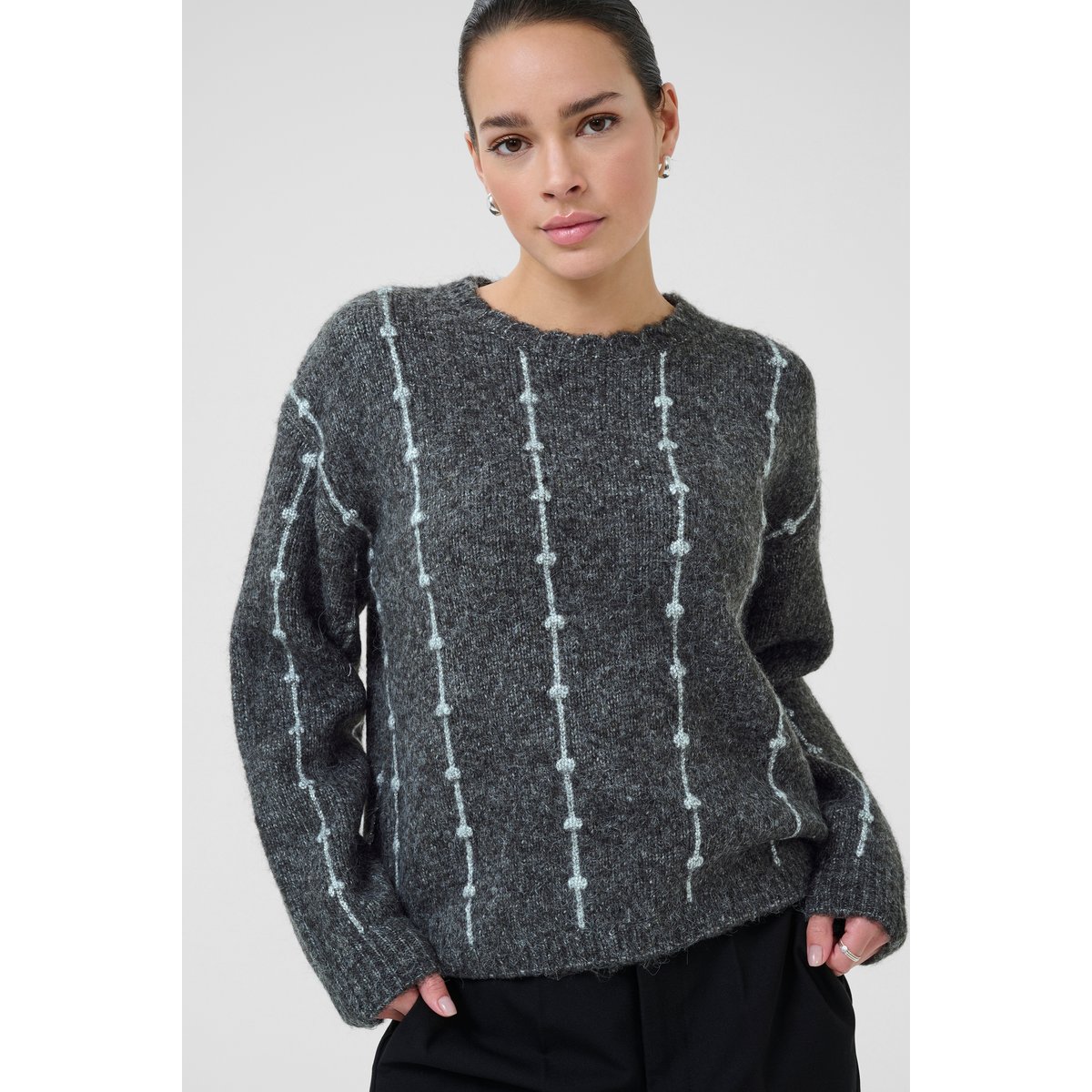 Pullover tricoté gris dark grey melange, KAFFE
