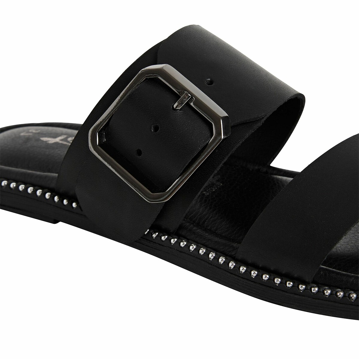 Leather Flat Mules black, TAMARIS