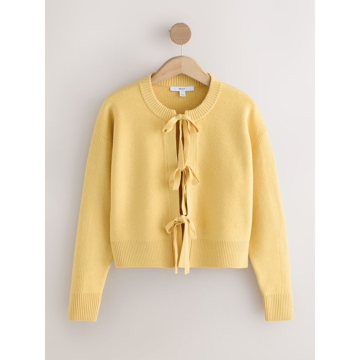 Cardigan en maille douce noué sur le devant jaune, NEXT