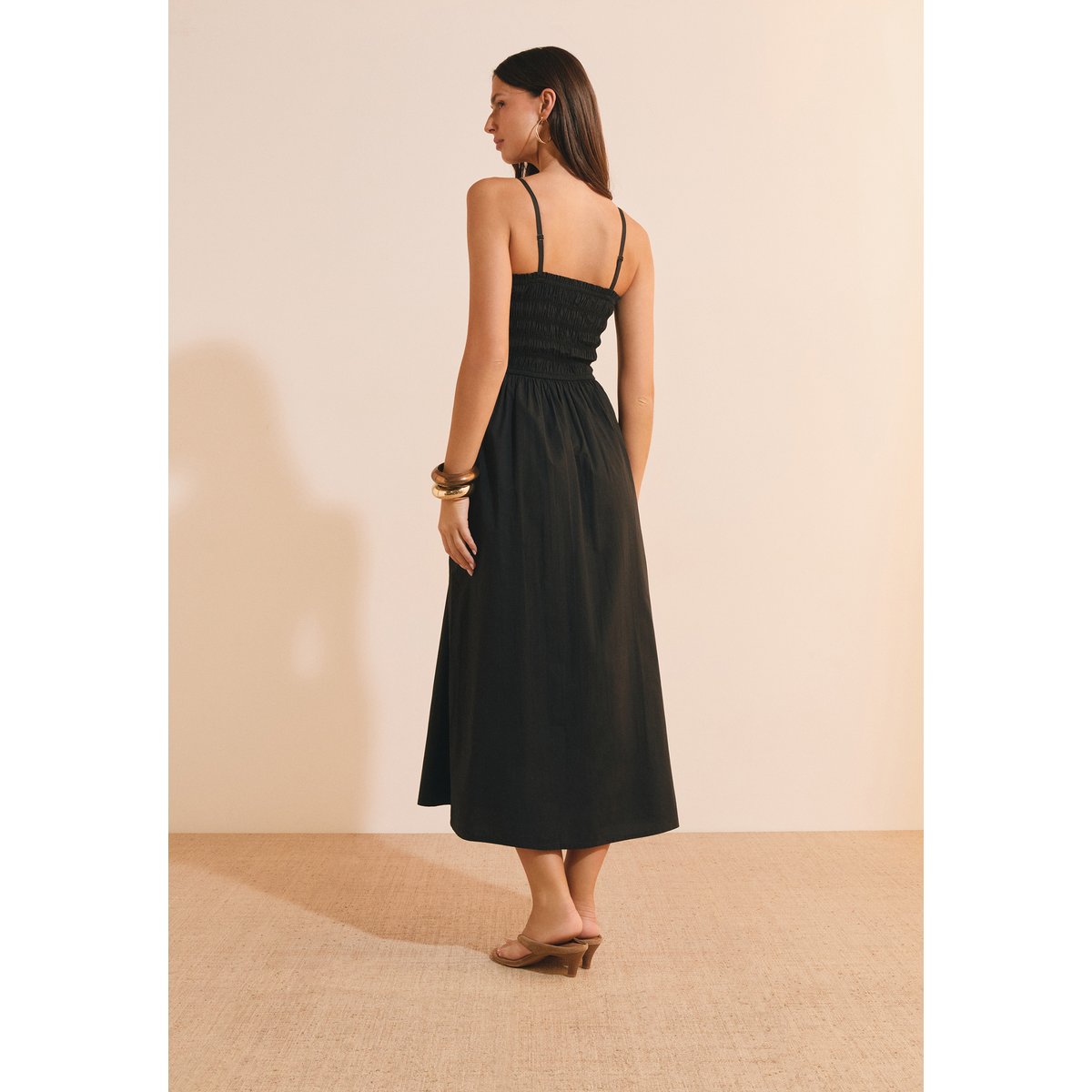 Robe longue en coton AMY noir, ETAM