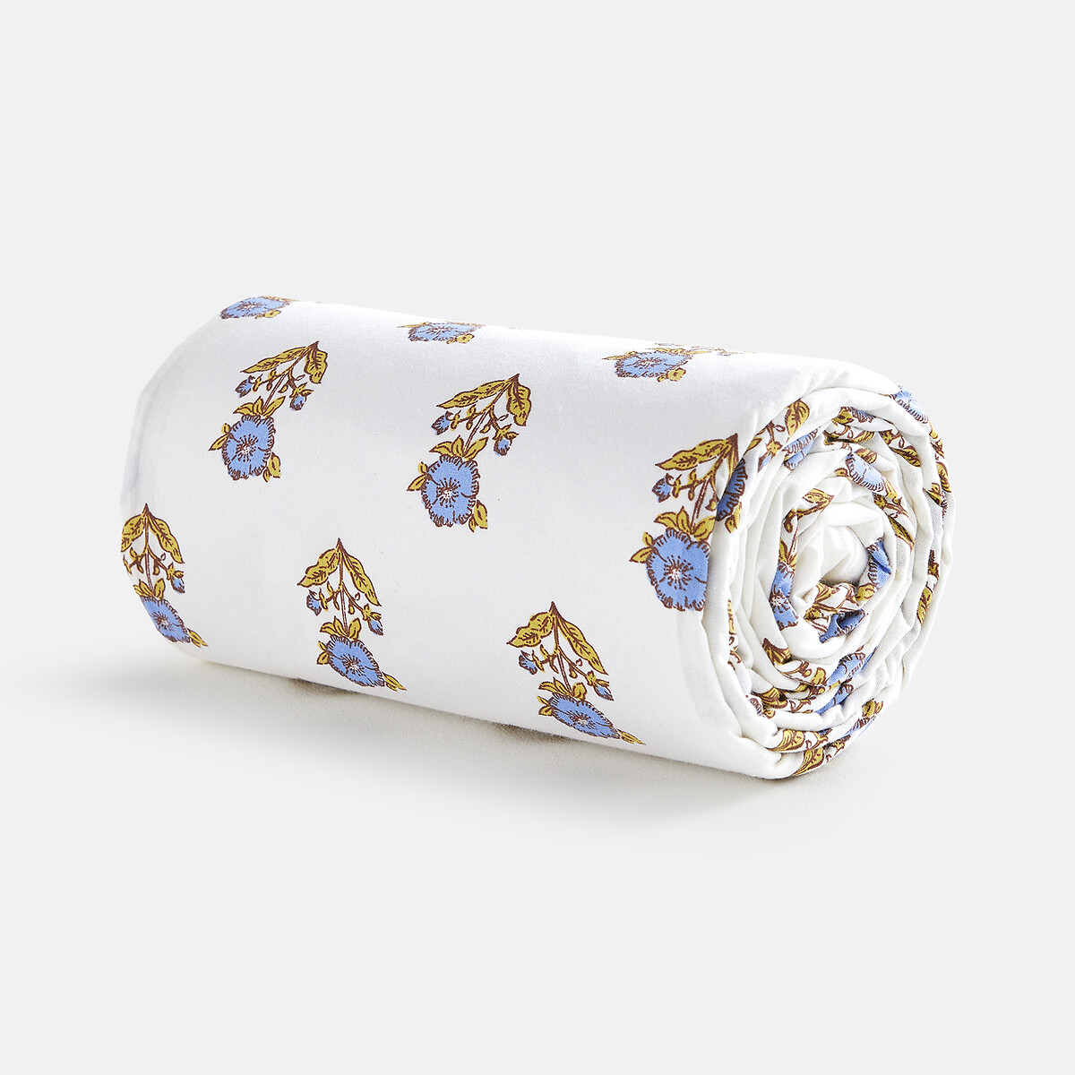 Drap-housse enfant, en coton lavé, imprimé fleurs, DIMANI imprimé fond écru, LA REDOUTE INTERIEURS