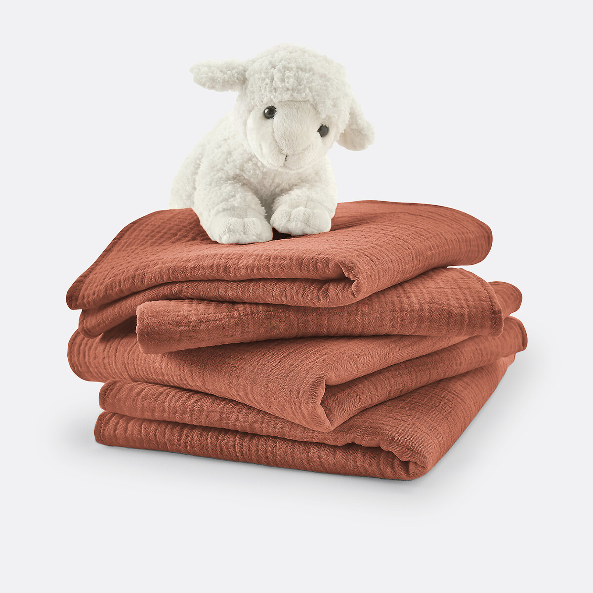 Lot de 4 langes bébé en gaze de coton, Kumla terre de sienne, LA REDOUTE INTERIEURS