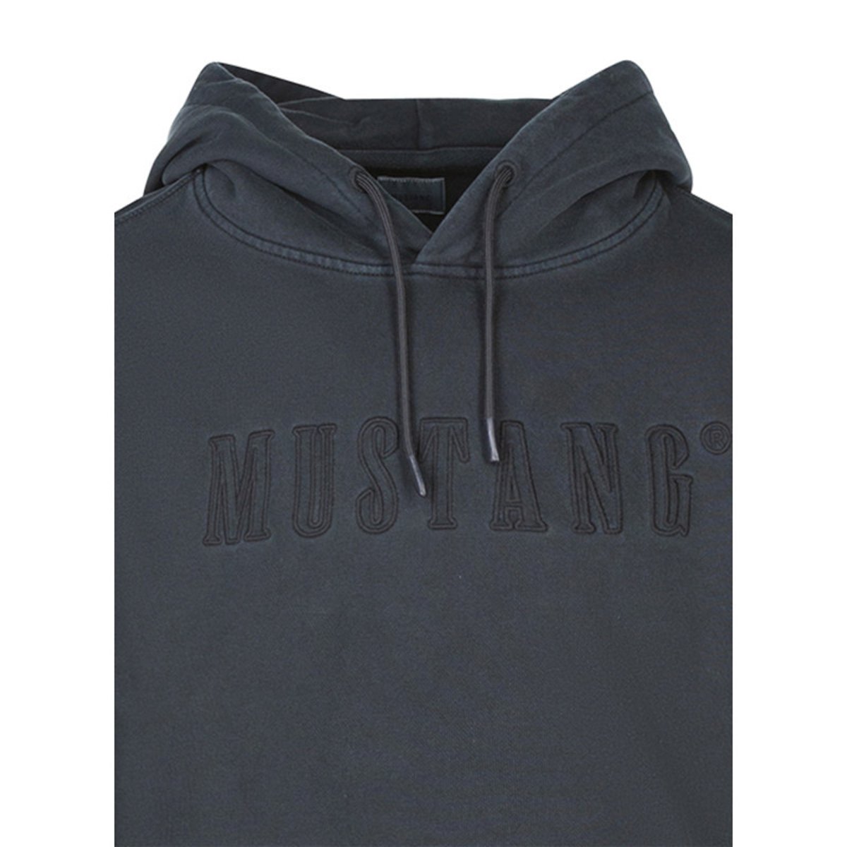 Sweat en coton noir uni avec une coupe droite et un col à capuche noir, MUSTANG