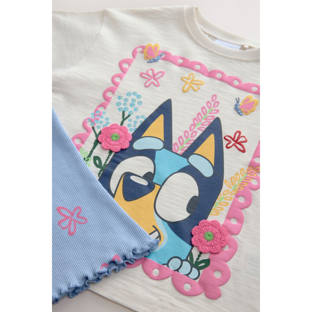 Legging évasé t-shirt à manches courtes bluey bleu/écru, NEXT