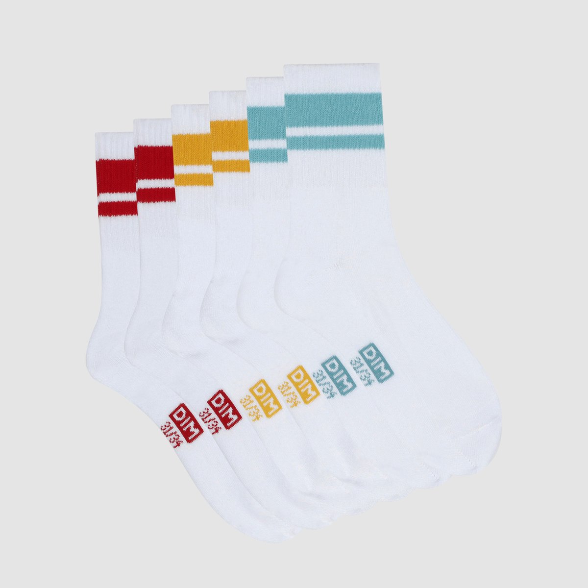 Lot de 3 paires de chaussettes rayées enfant Dim Sport multicolor, DIM