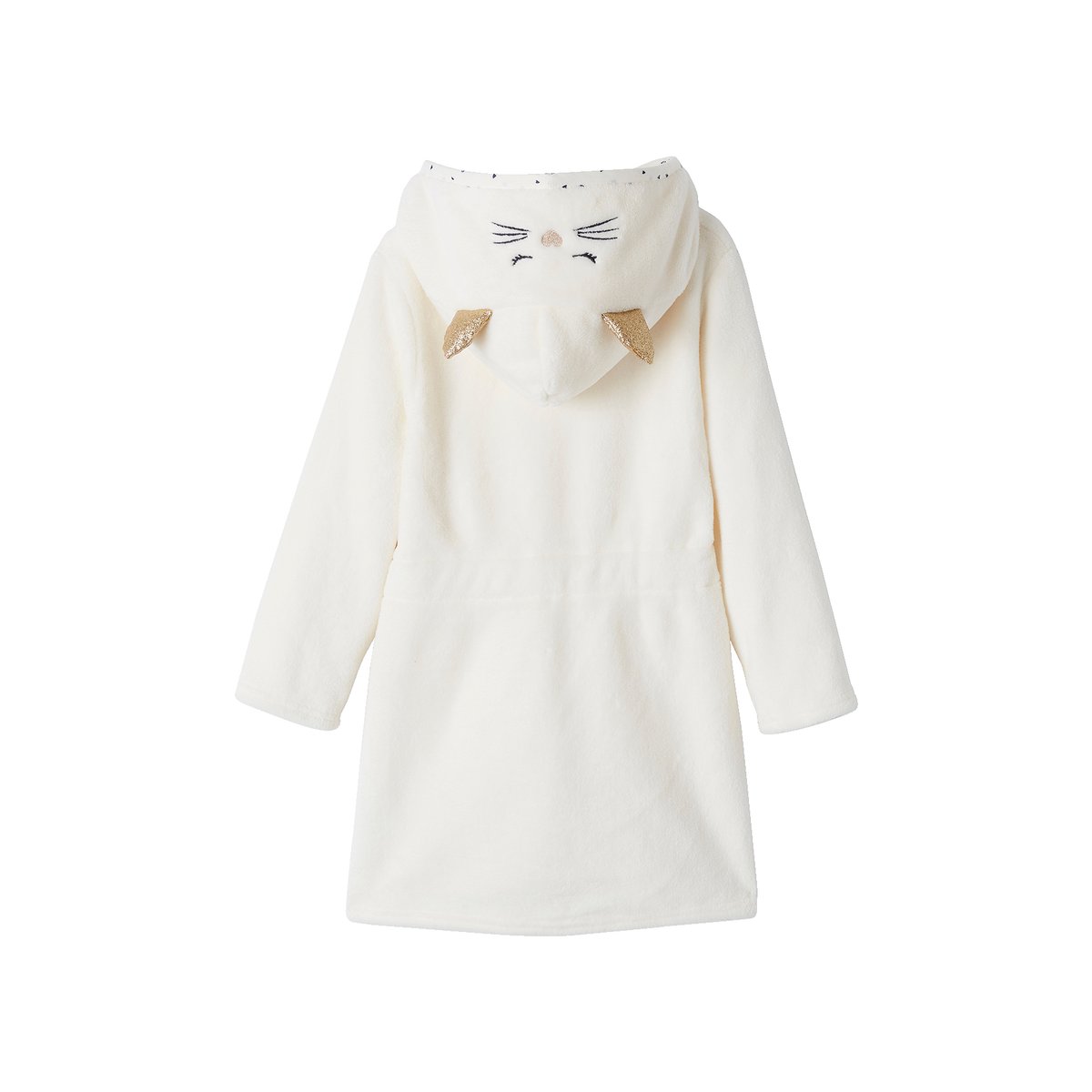 Robe de chambre chat en maille peluche ivoire, VERTBAUDET