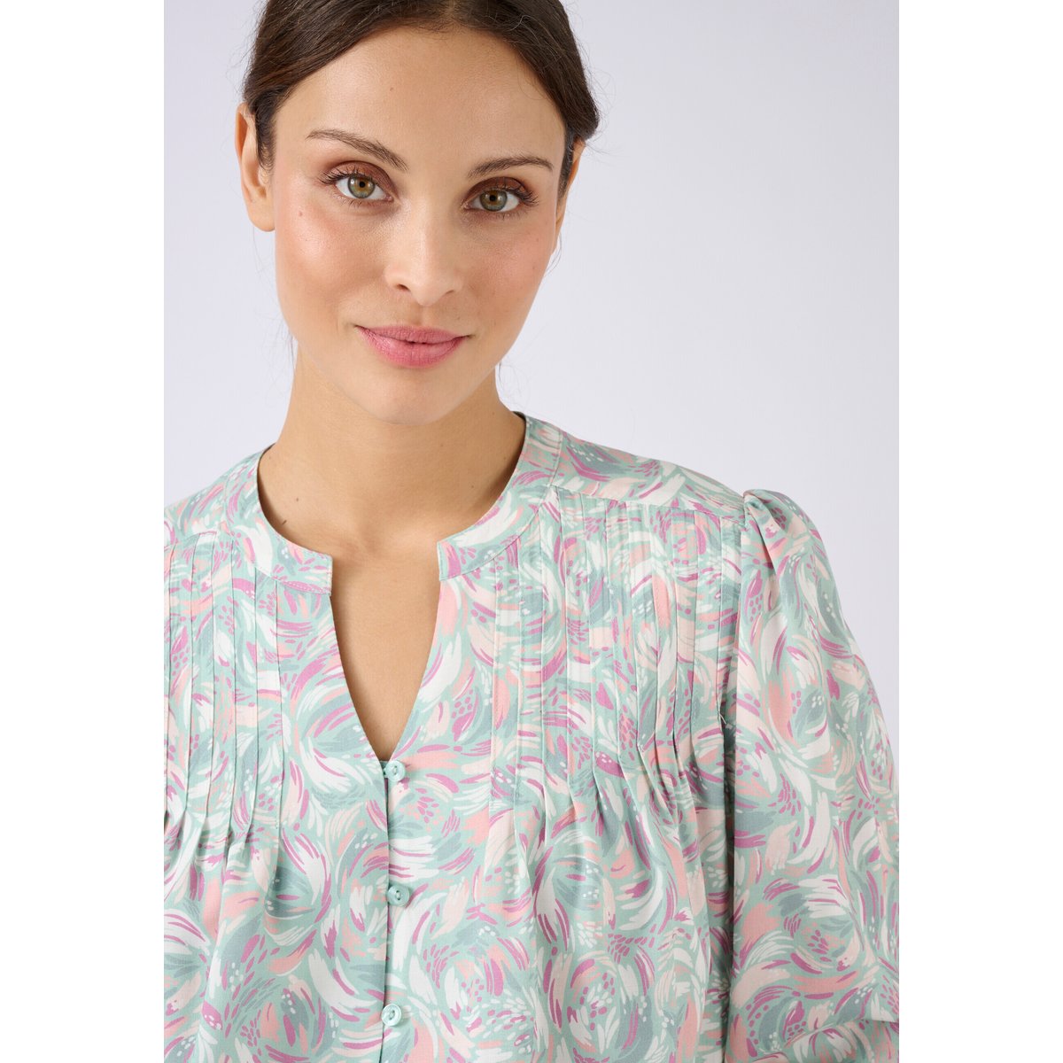 Chemisier imprimé pure viscose vert tachiste, DAMART