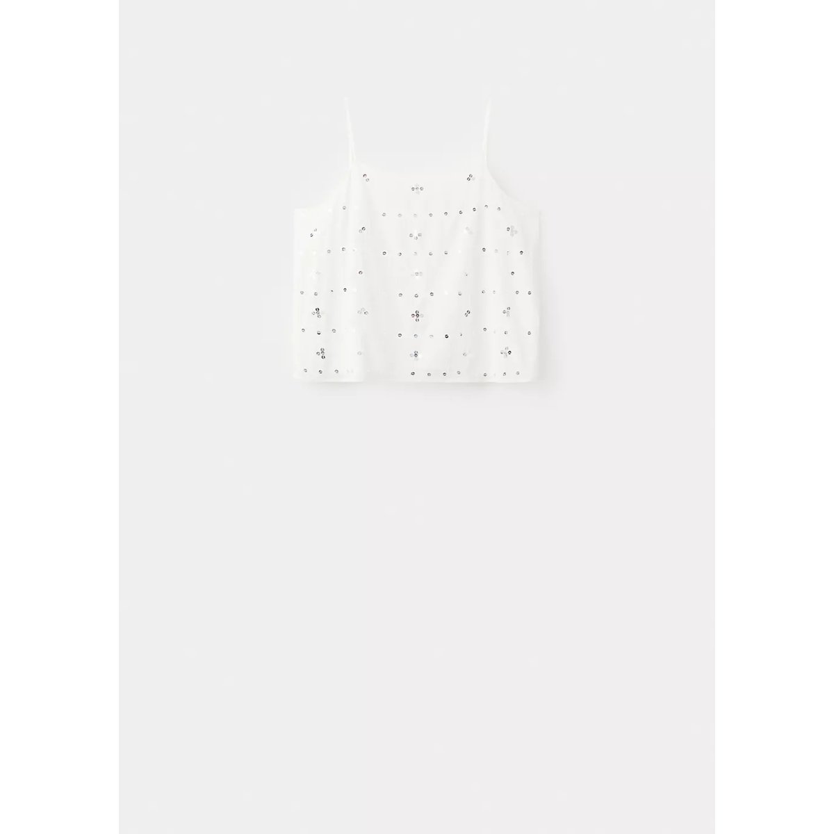 Top sequins fines bretelles blanc cassé, MANGO TEEN