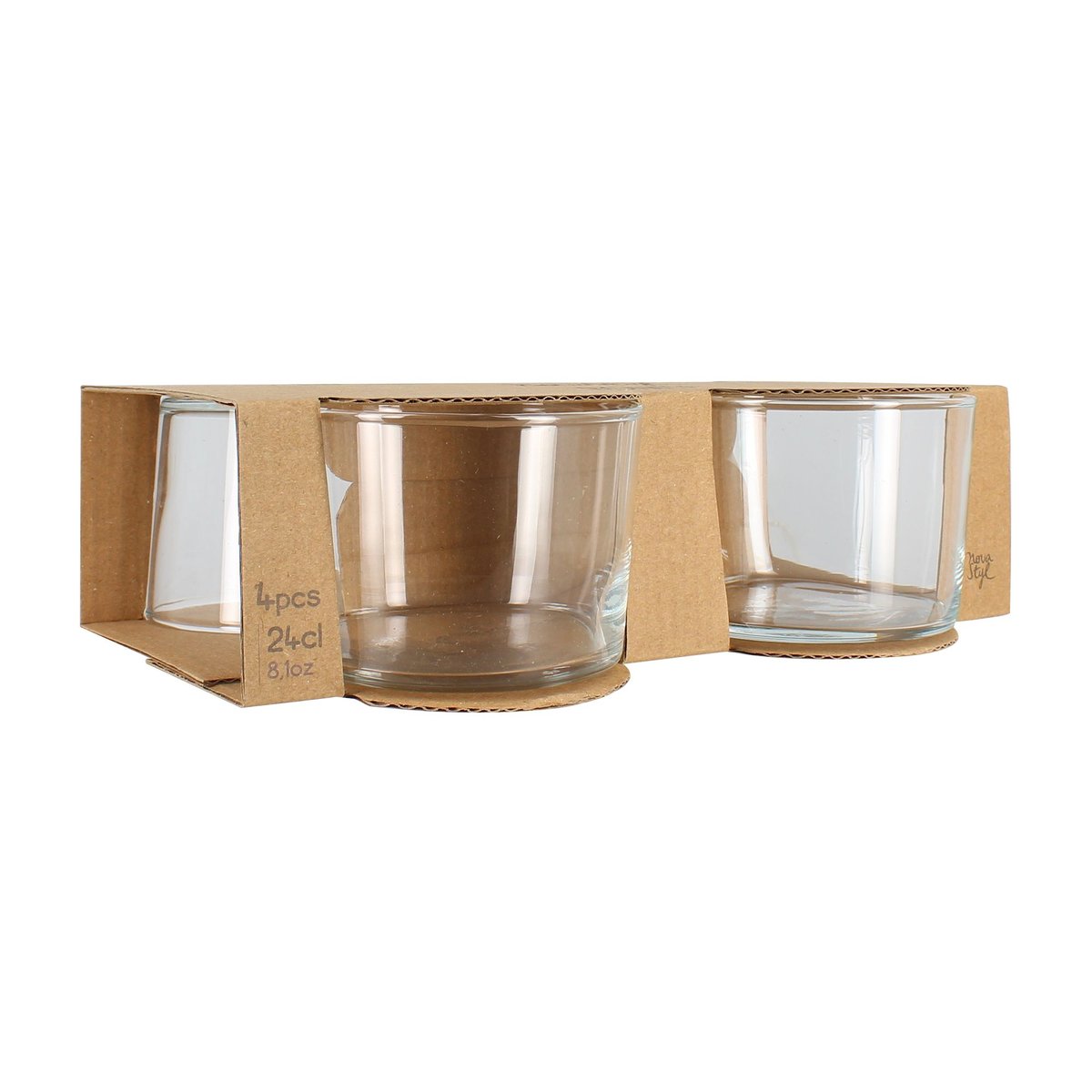 Lot de 4 gobelets 24cl en verre, BONITA transparent, NOVASTYL