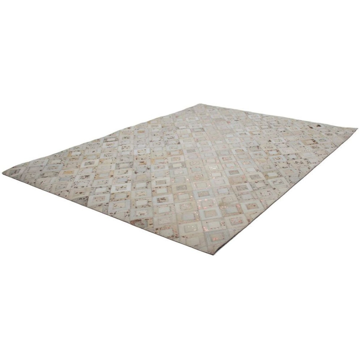 Tapis rectangulaire en cuir fait main, Spark blanc, argent, ARTE ESPINA