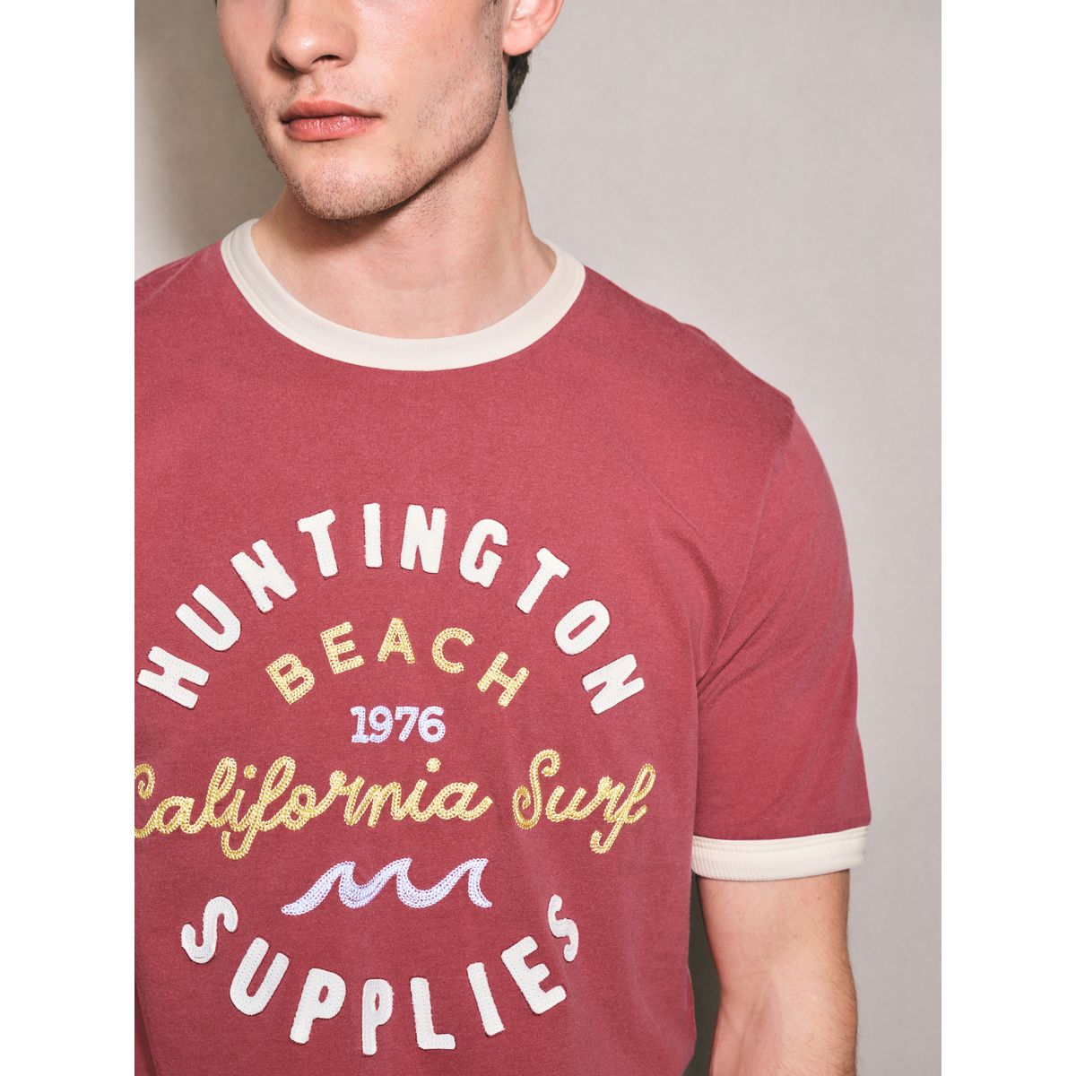 T-shirt à motif et bords contrastants edit rouge, NEXT
