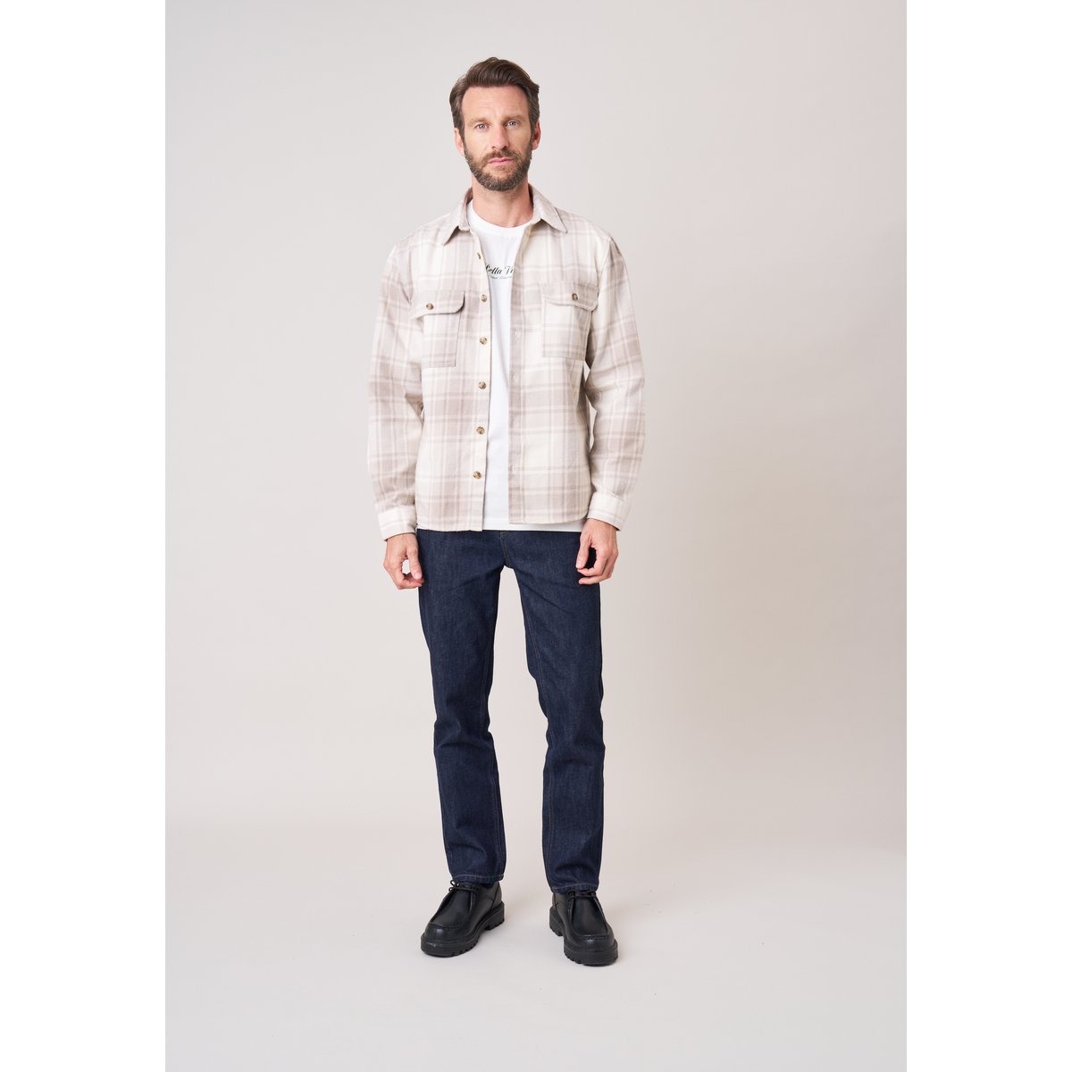 Chemise loose homme à carreaux OREBRO natural, DEELUXE