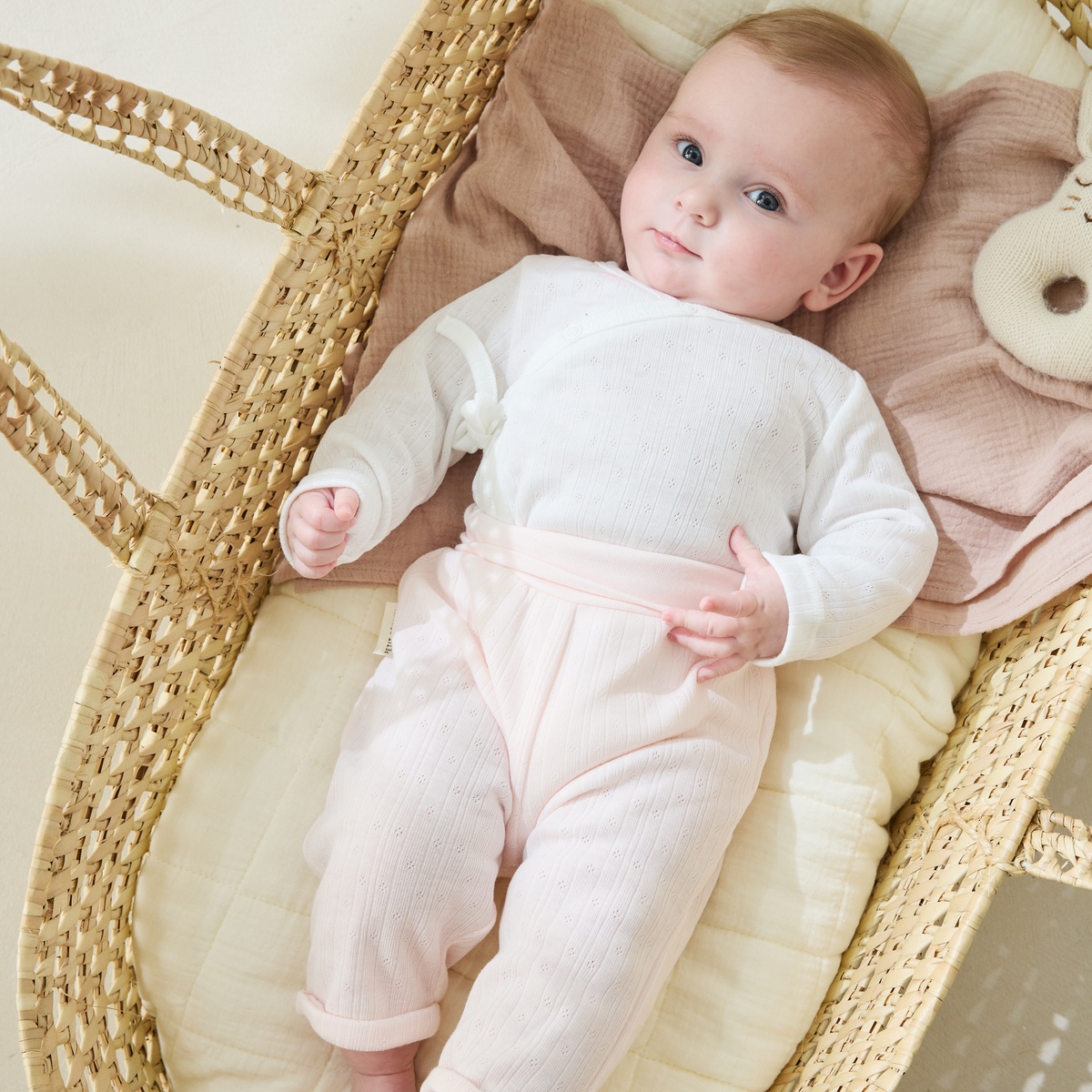 Ensemble body bébé et pantalon en pointelle Badian ecru, PETIT BEGUIN