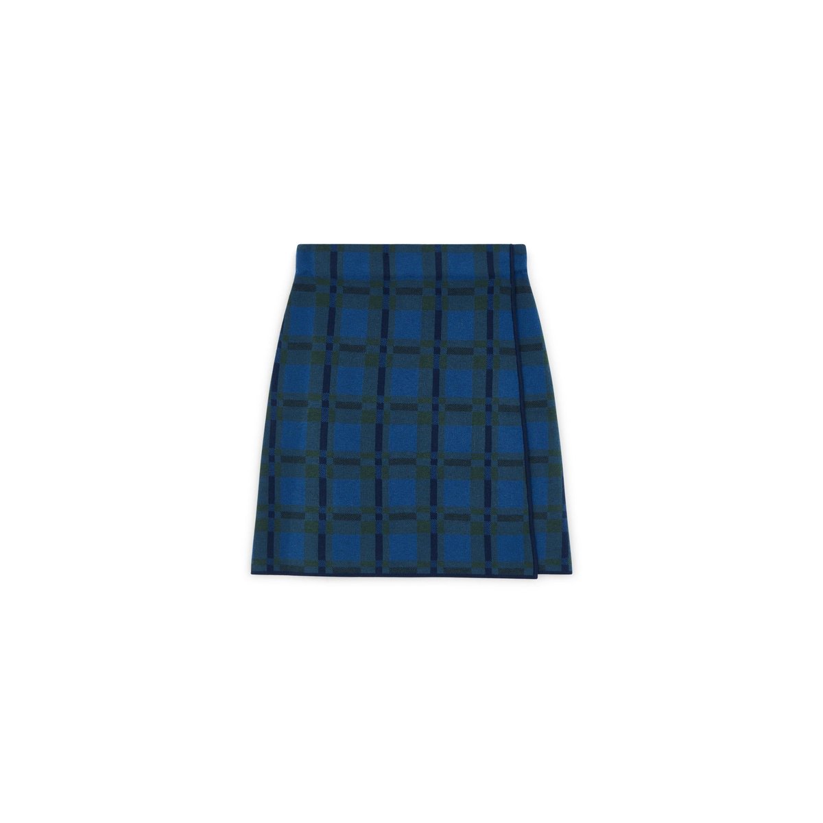 Jupe droite à carreaux en maille bleu, RODIER