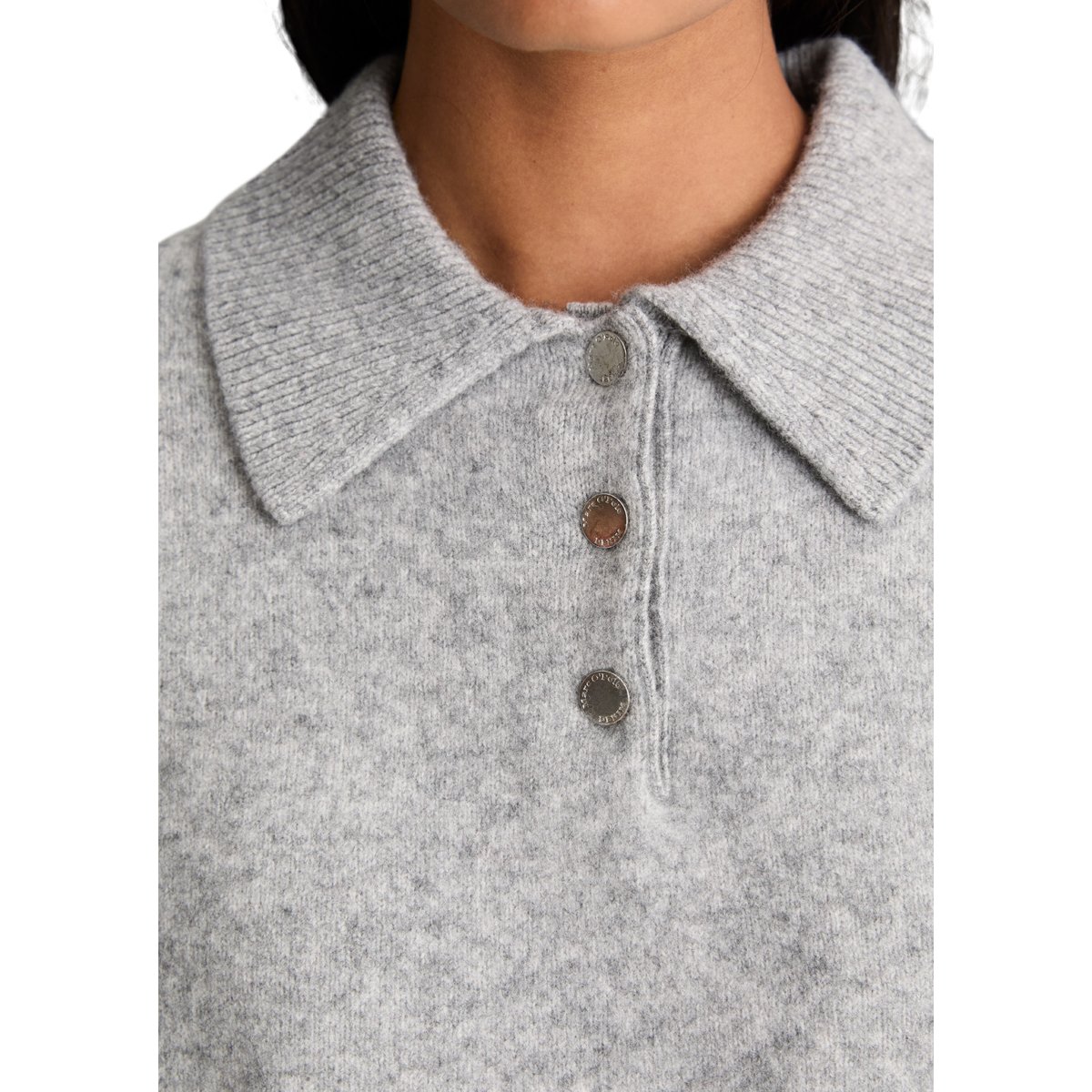 Polo en maille décontracté en laine vierge douce gris, MARC O’POLO DENIM