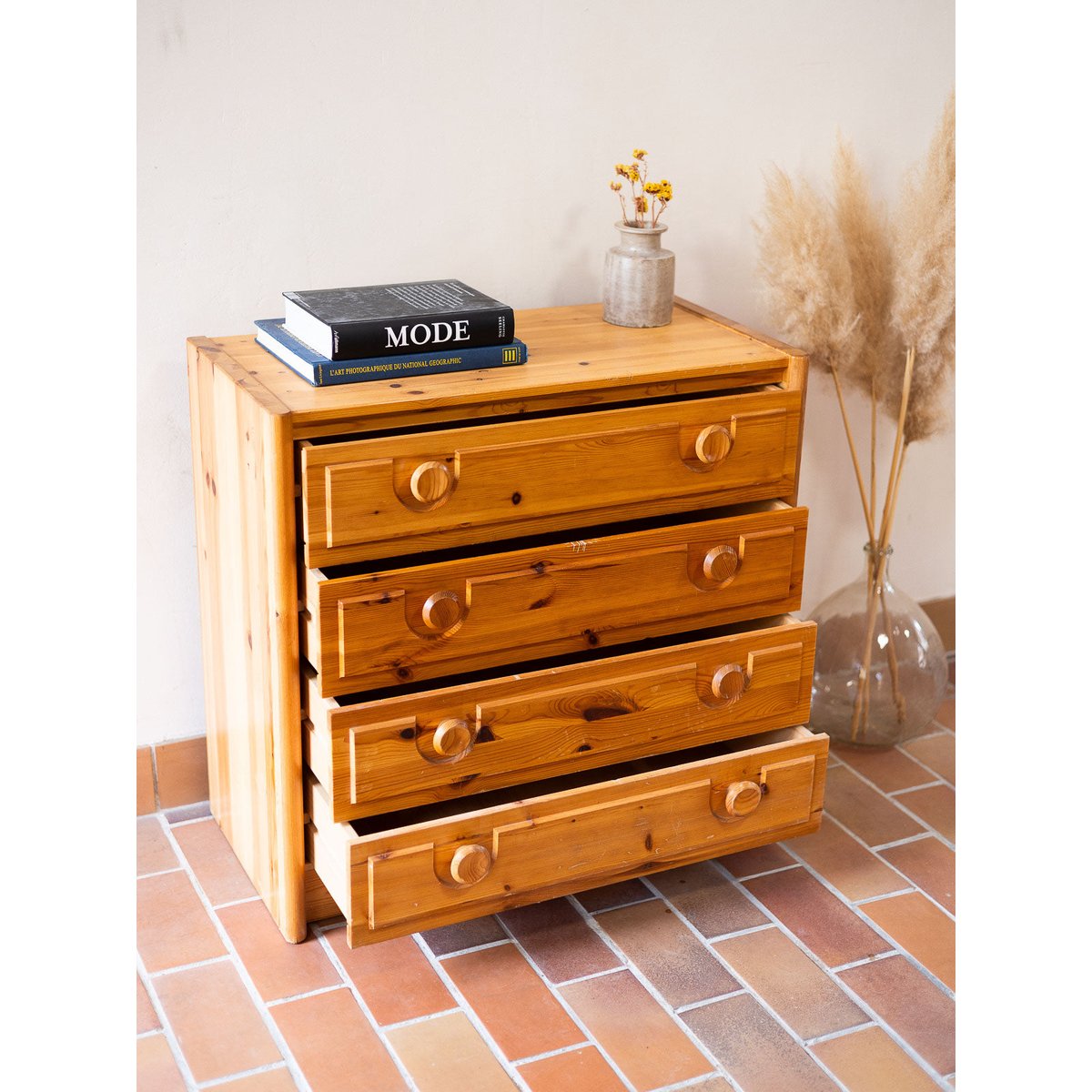 Commode en sapin Garance N°740 - Bon état bois clair, DEBONGOUT