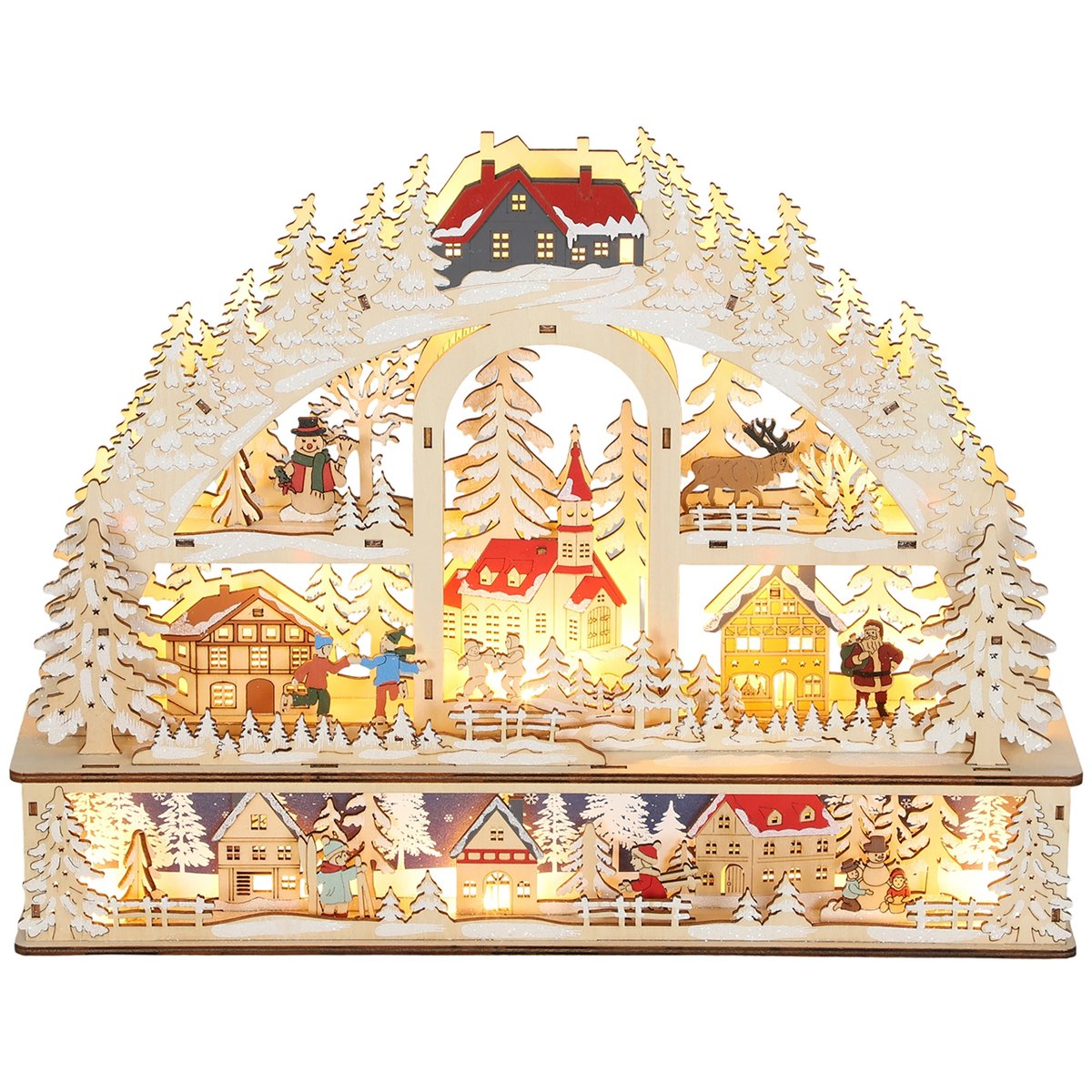 Village de Noël Panneau multicouche Bois beige, HOMCOM