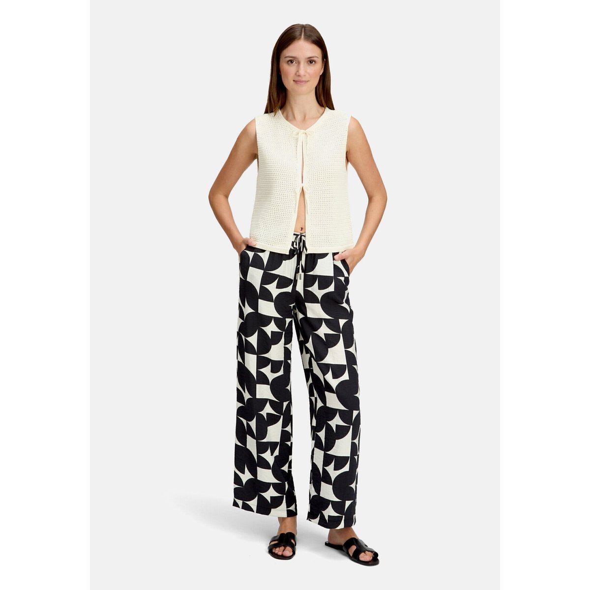 Pantalon à enfiler à imprimé noir/blanc, BETTY & CO