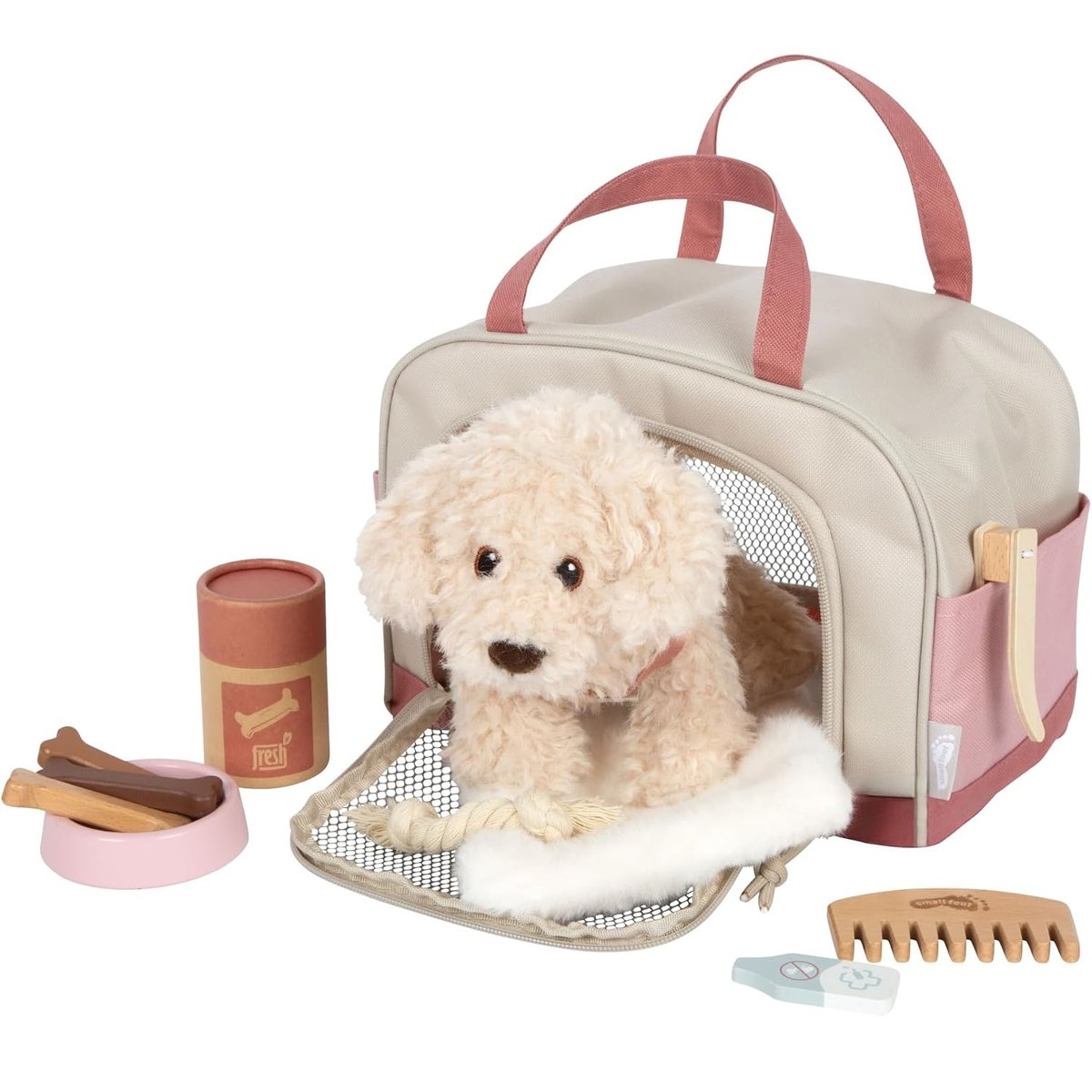 Chien avec sac et kit de soins rose, SMALL FOOT COMPANY