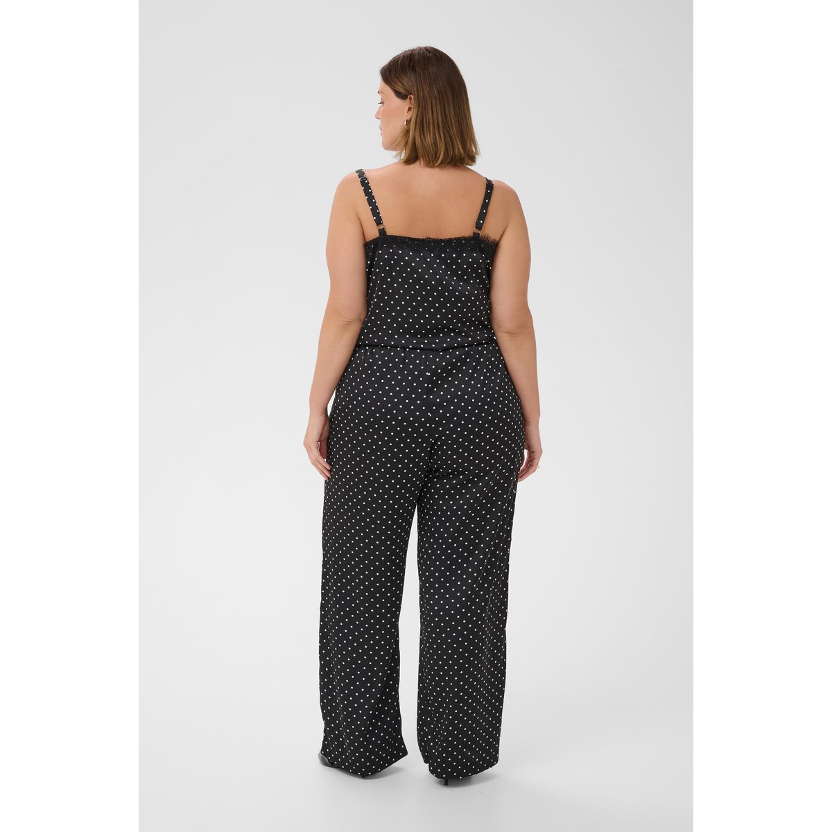 Pantalon casual noir black w. white dot, KAFFE CURVE