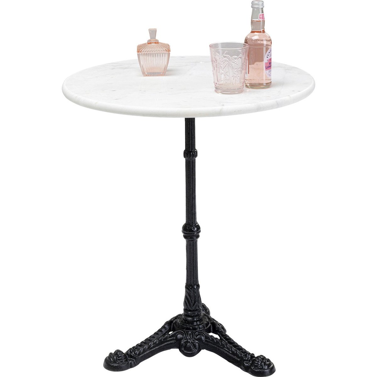 Table ronde en marbre et acier, BISTROT noir et blanc, KARE DESIGN