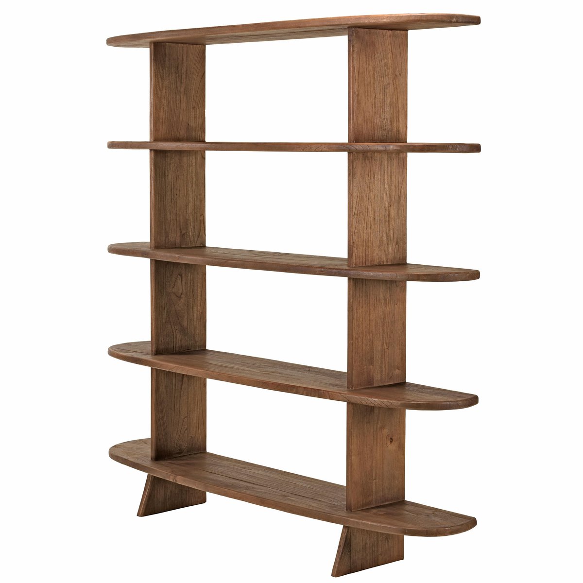 Bibliothèque linéaire 5 étagères en bois de mindi ARCUS bois naturel, PIER IMPORT