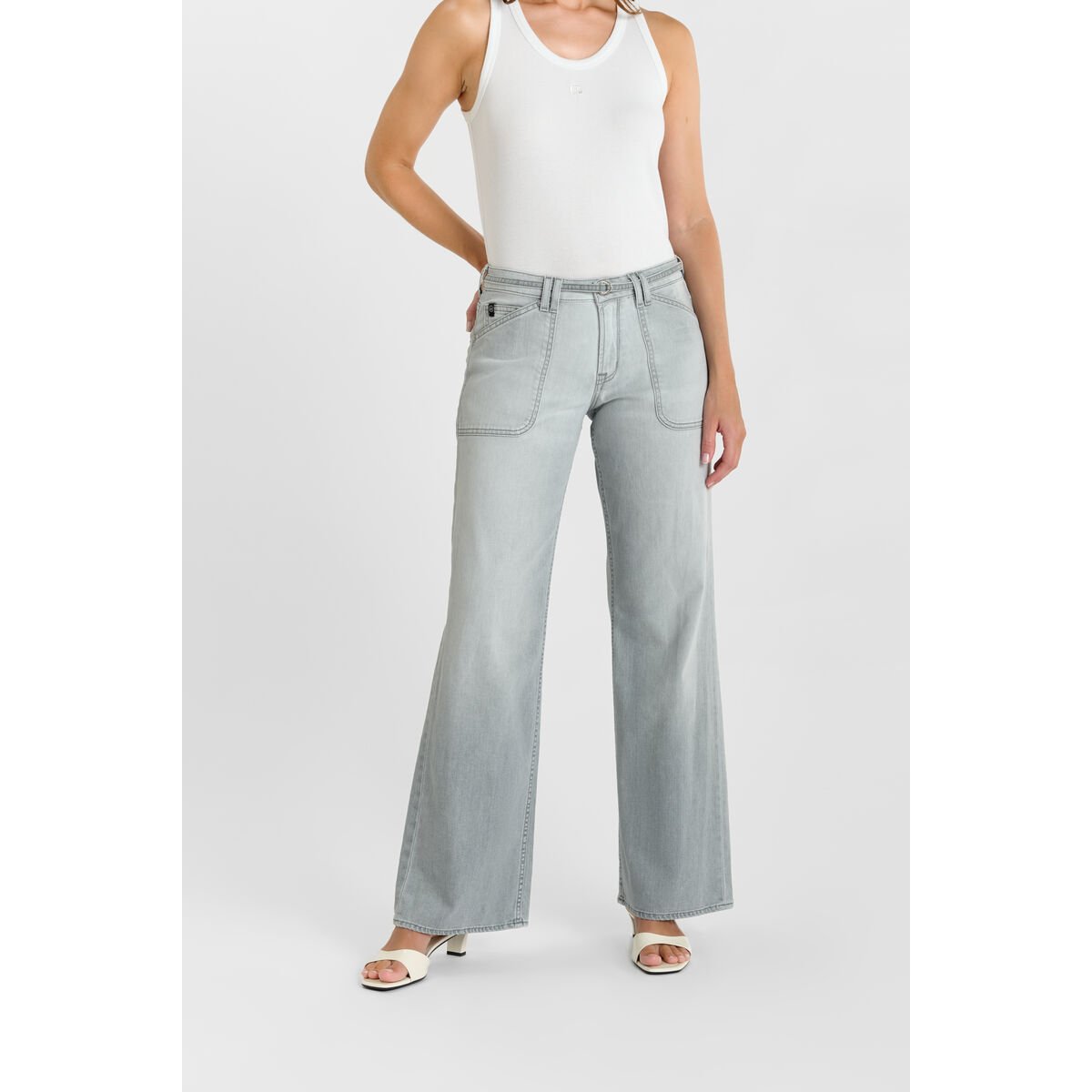 Jeans loose, large wide leg , longueur 34 grey, LE TEMPS DES CERISES
