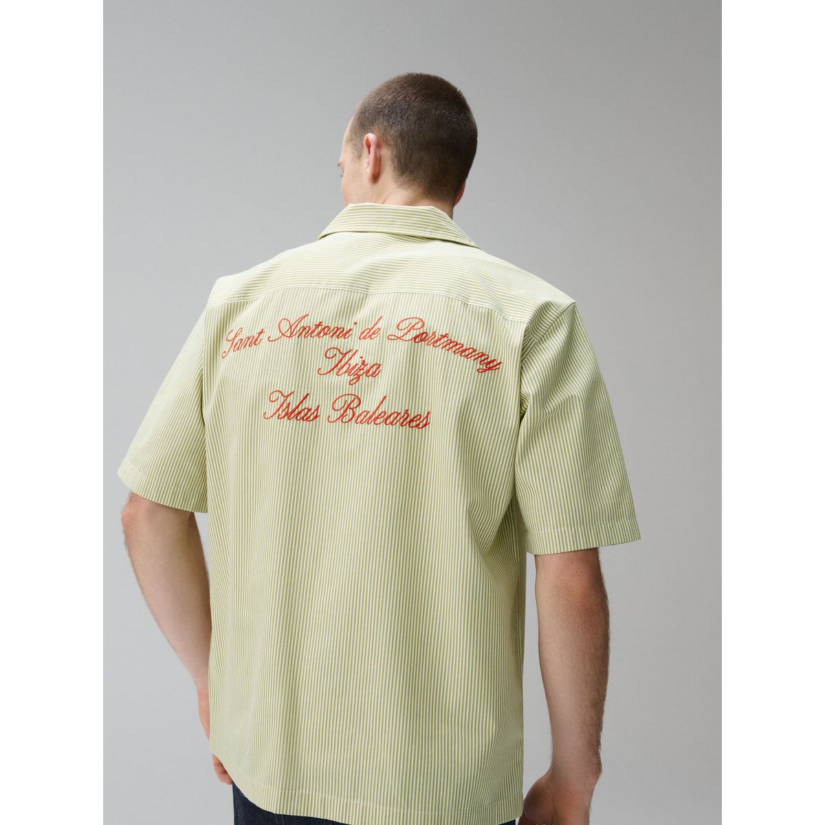 Chemise brodée à manches courtes et rayures vert, NEXT
