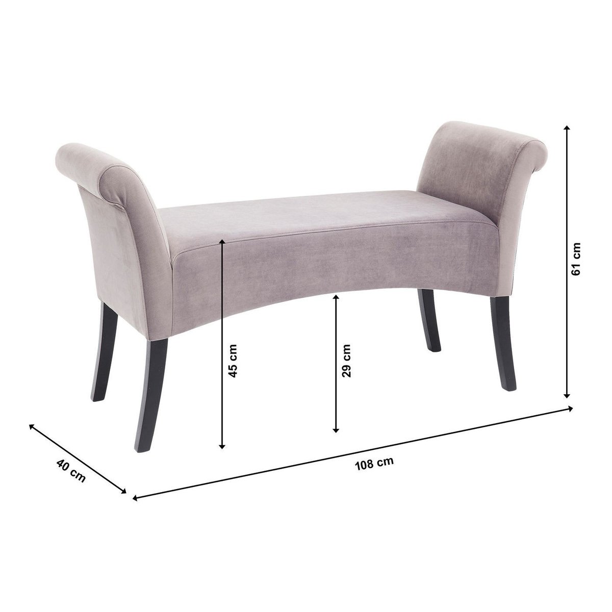 Banc en velours, MOTLEY gris, KARE DESIGN