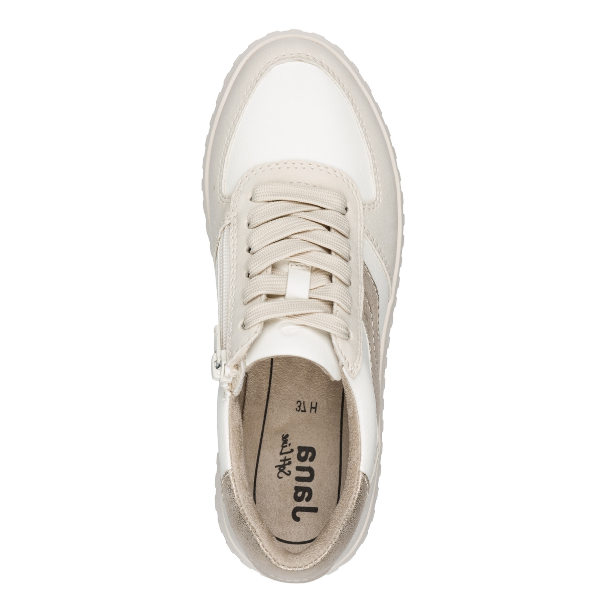 Basket à talon beige crème brillant combiné, JANA