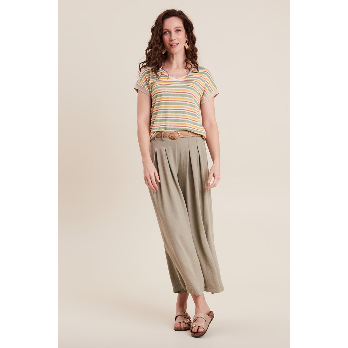 Pantalon jupe-culotte large vert clair, BREAL