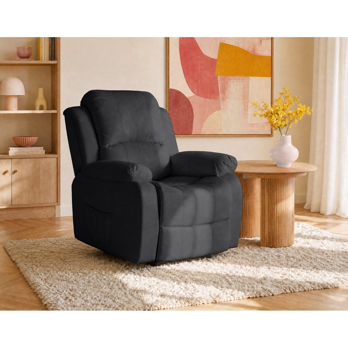 Fauteuil relax électrique en simili, ARMAND noir, BEST MOBILIER