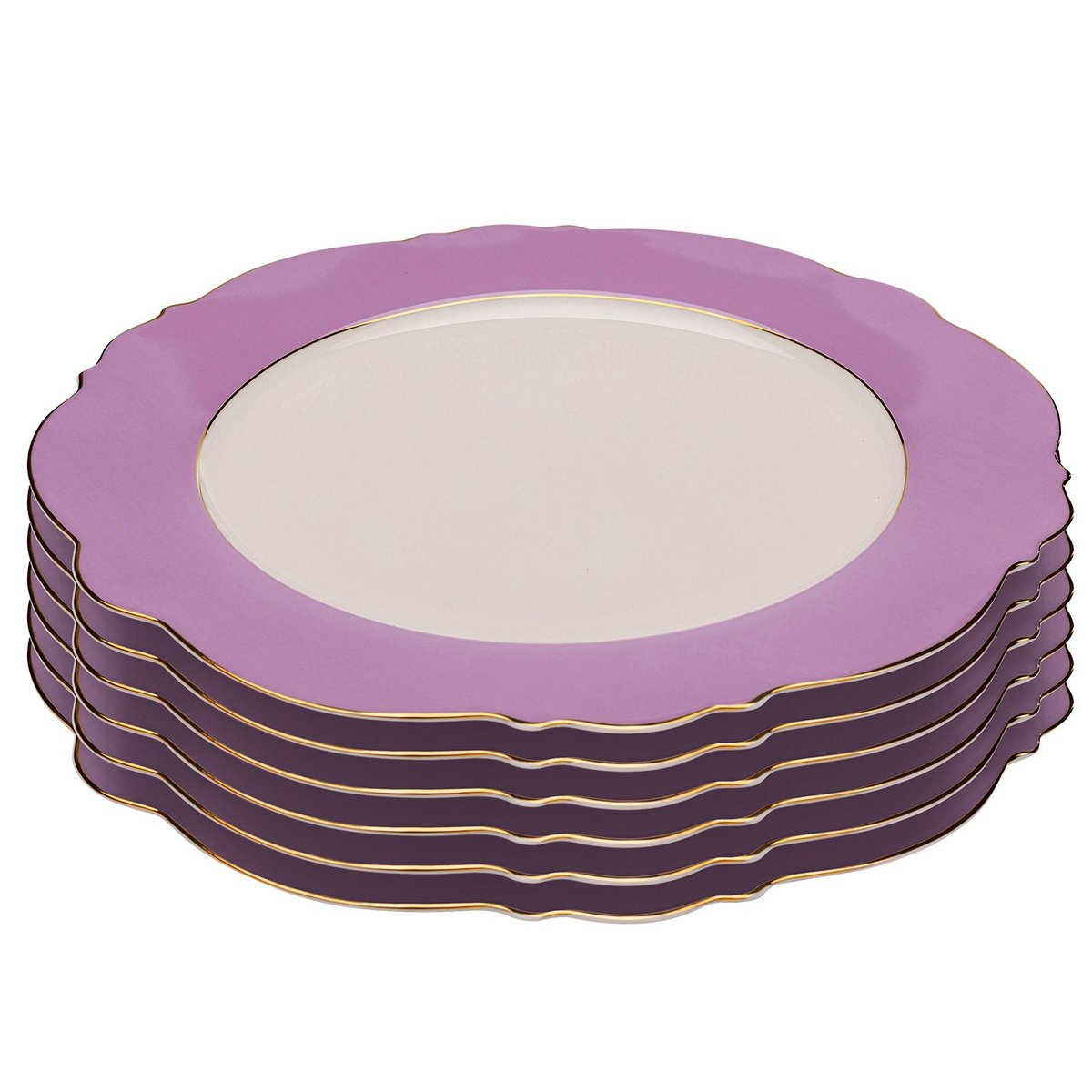 Lot de 6 assiettes plates, HARLEQUIN violet, KARE DESIGN