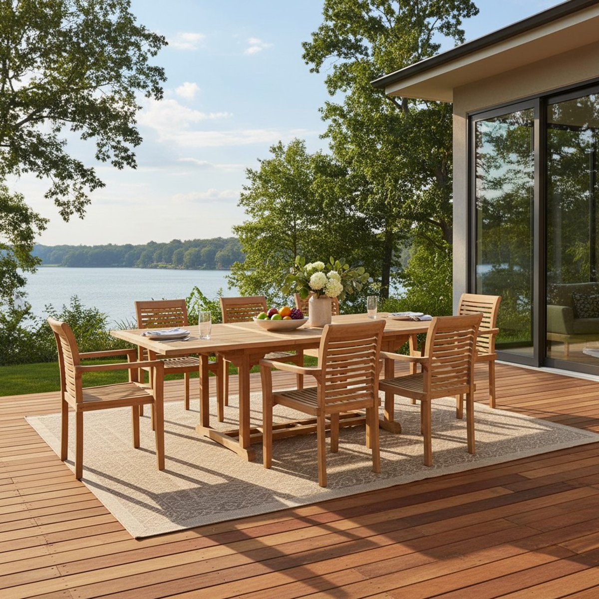 Table extensible rectangulaire teck massif Milan 180/240 x100 cm naturel, TECK ATTITUDE
