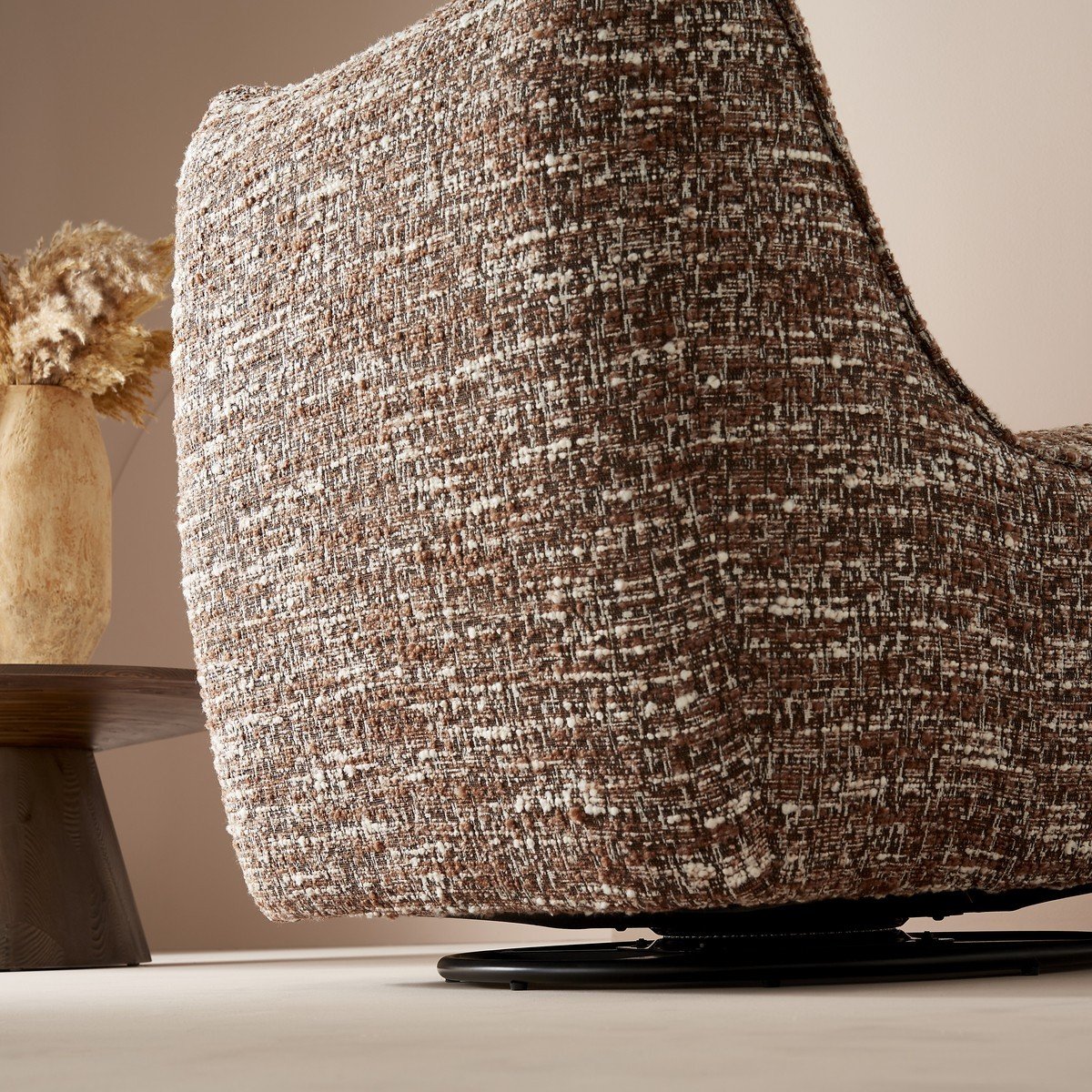 Fauteuil pivotant en tissu L85 cm - LUKE marron, CALICOSY