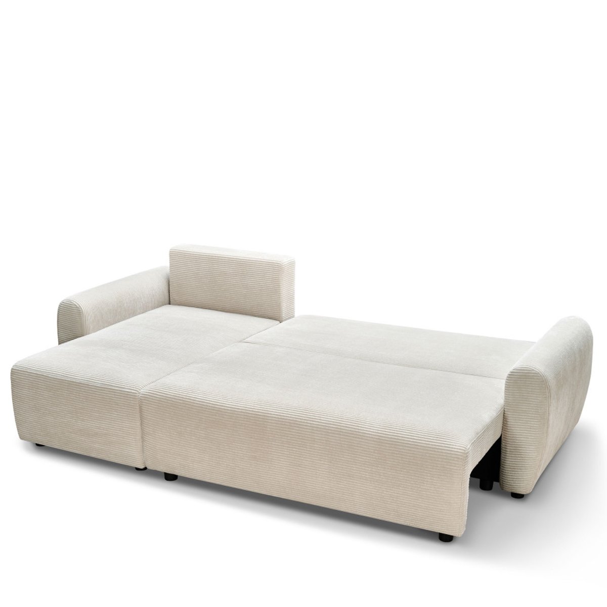 Canapé d'angle convertible réversible 4 places en velours côtelé- JUL beige, DRAWER