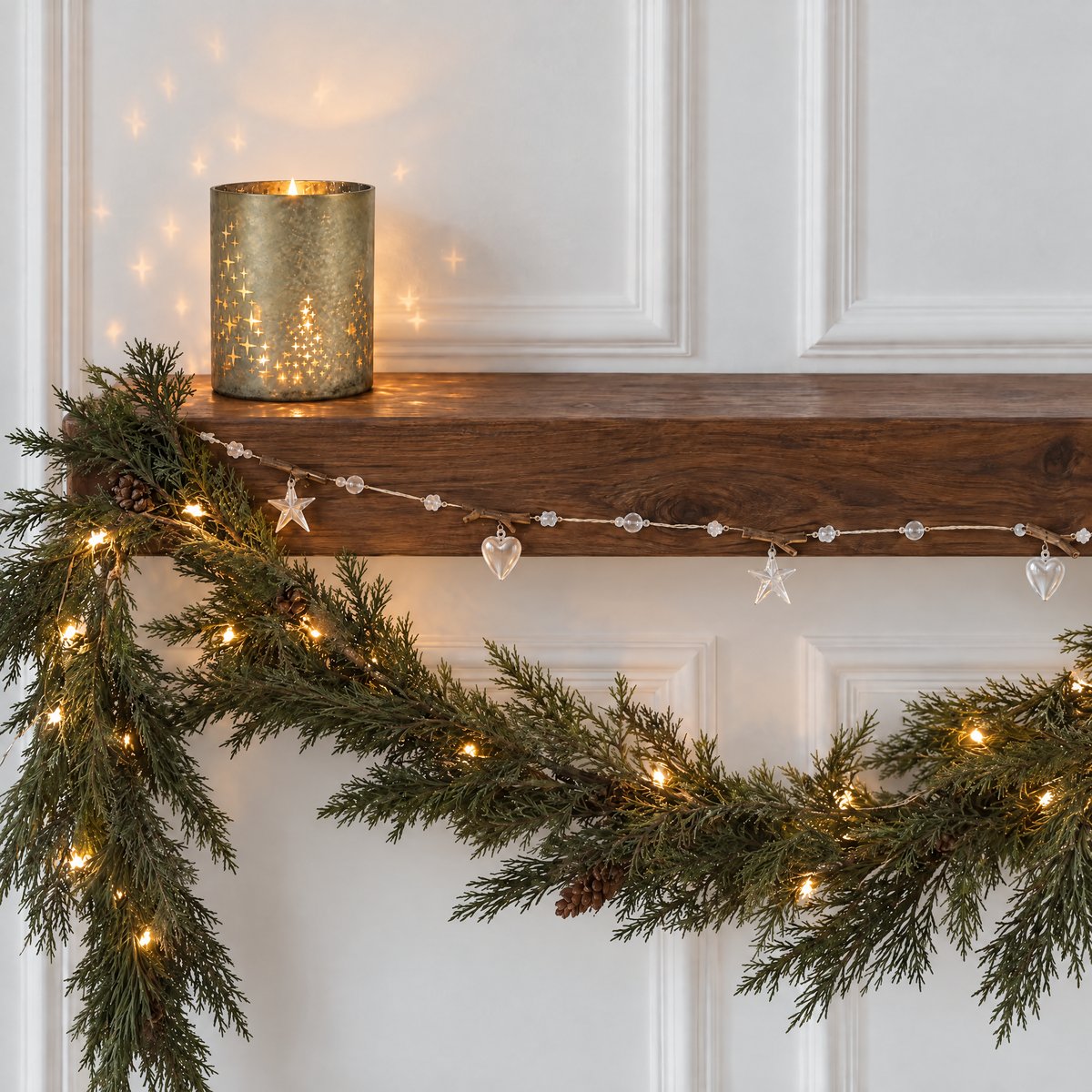 Guirlande de coeurs et d'étoiles noël artificielle transparente L180 NOËL transparent, SIA