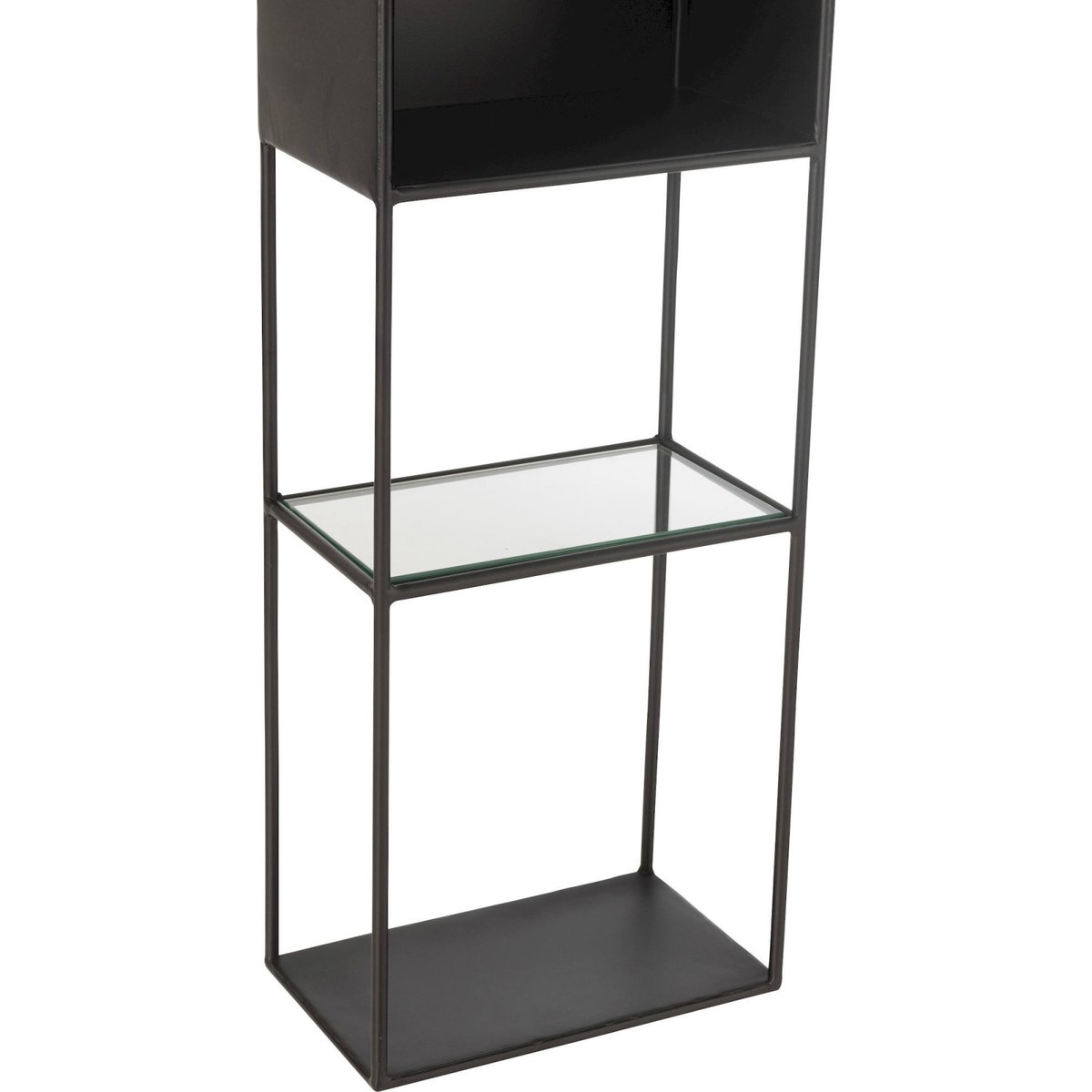 Étagère rectangulaire en métal et verre noir mat et verre transparent, RECOLLECTION