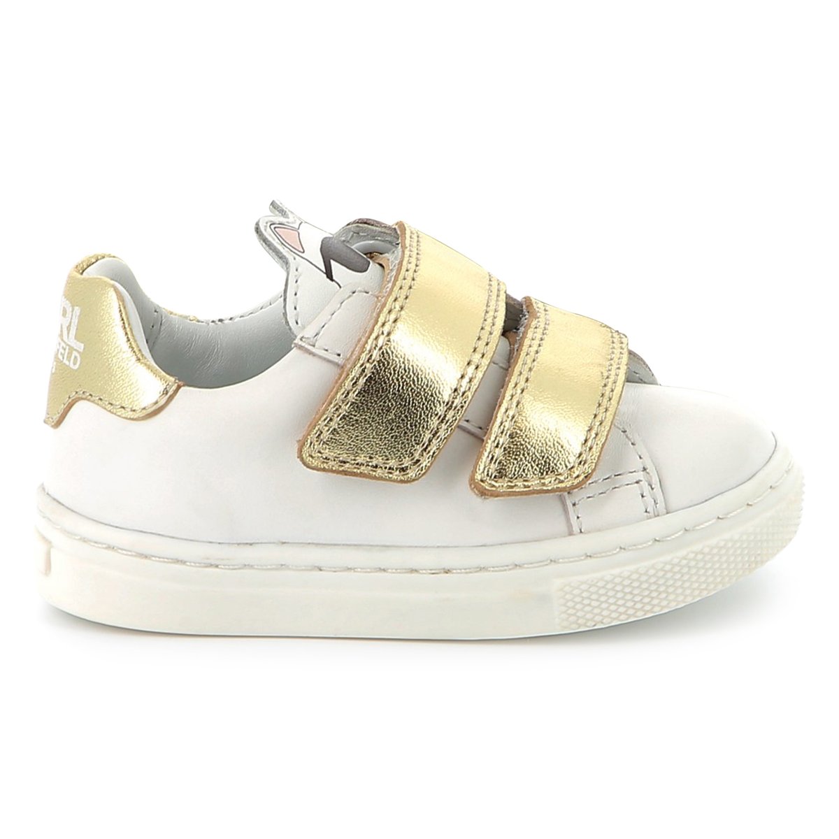 Sneakers in pelle a strappo blanc, KARL LAGERFELD KIDS