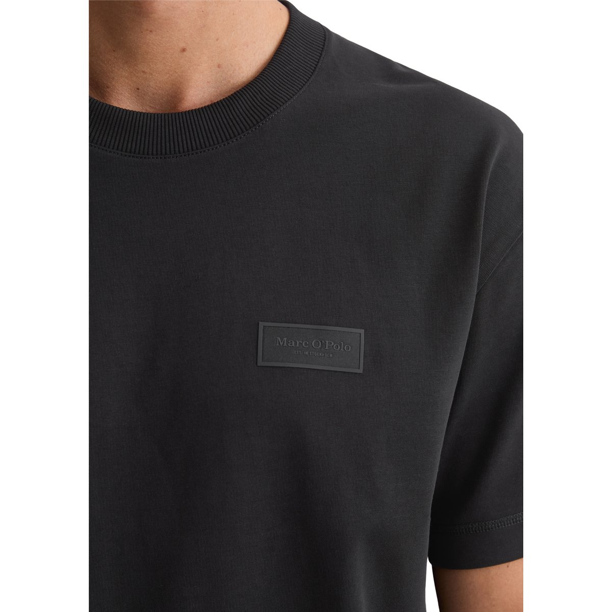 T-shirt ample en jersey de coton bio épais noir, MARC O'POLO