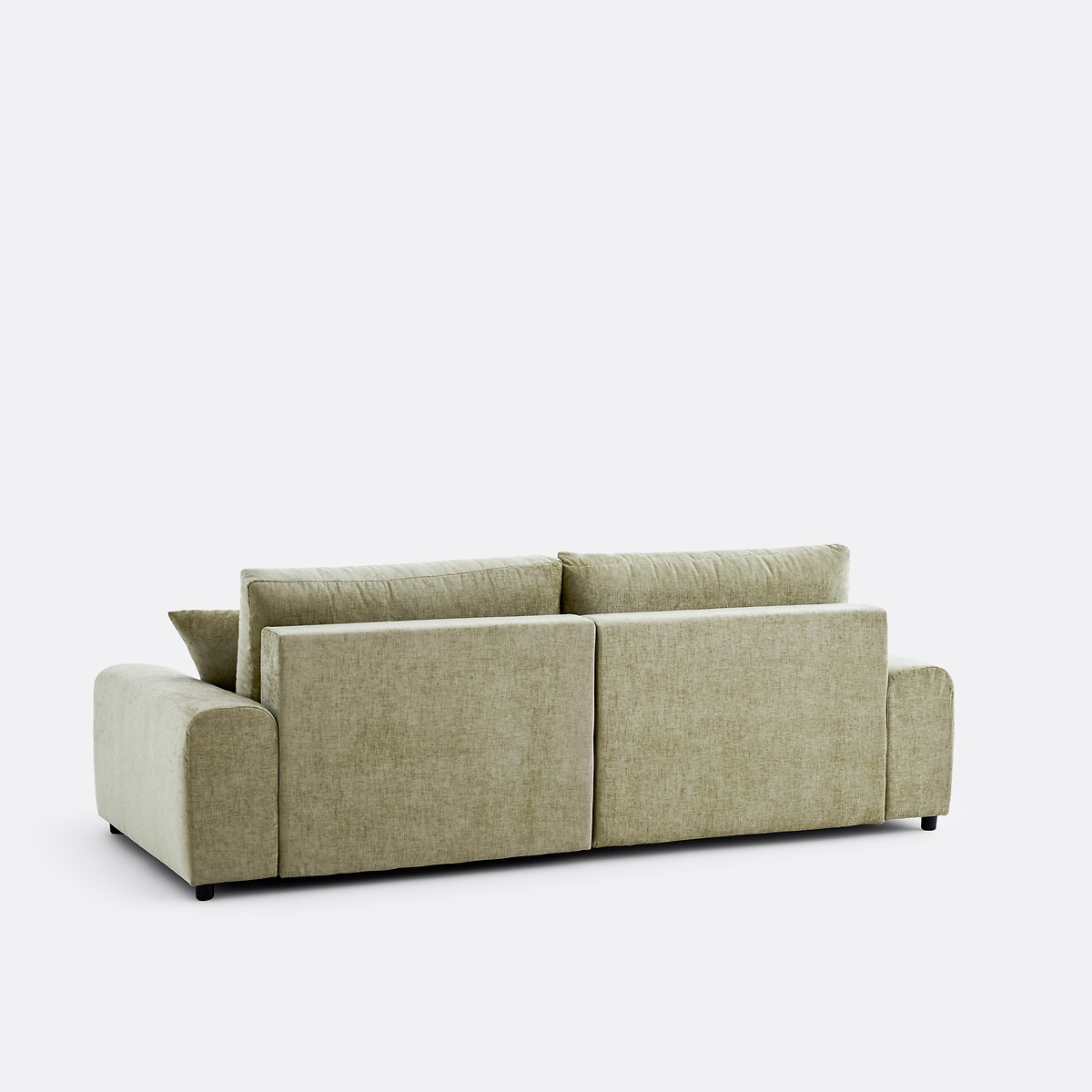 Canapé d'angle, convertible, 3 places avec coffre, en chenille flammée, GALENE vert eucalyptus, LA REDOUTE INTERIEURS