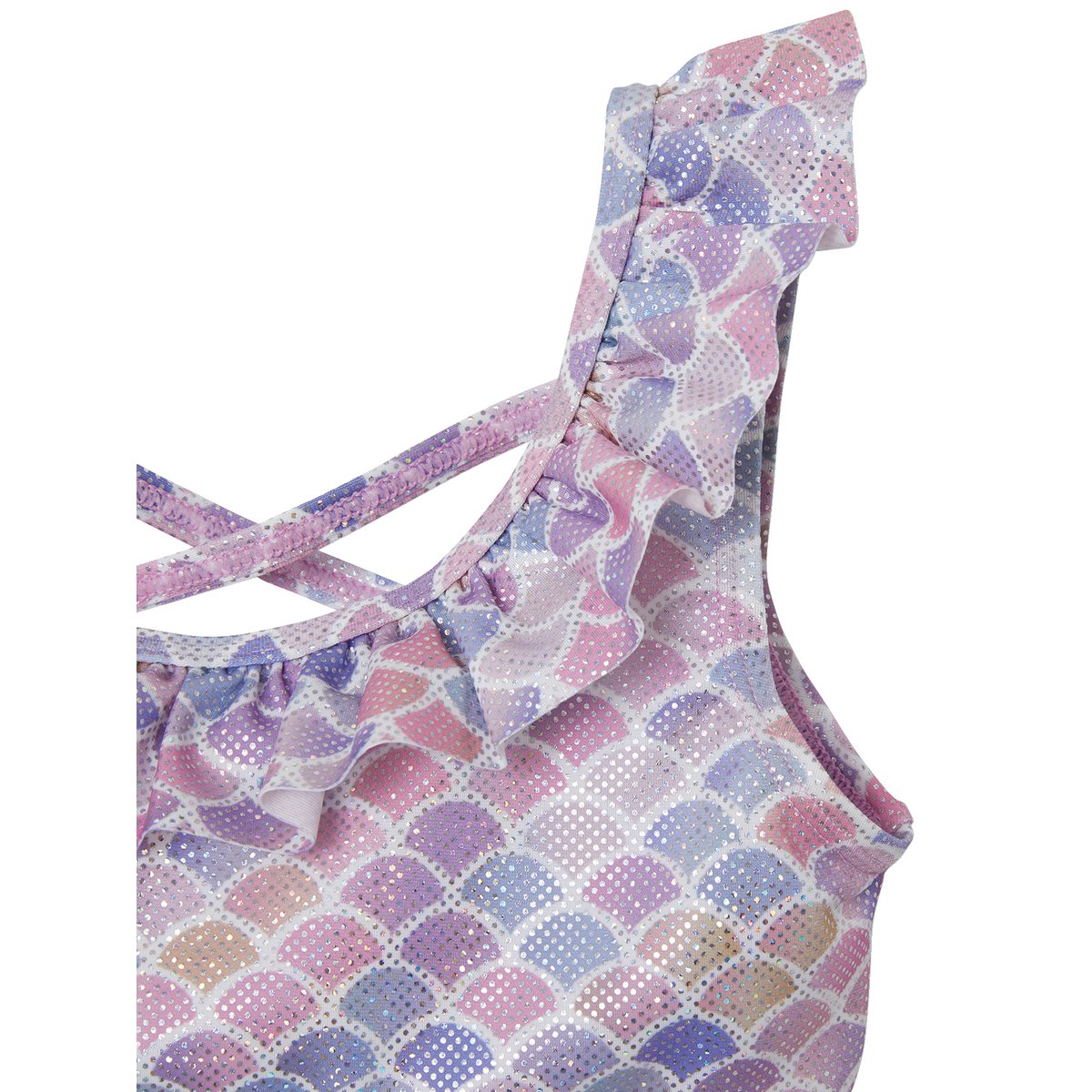 Maillot de bain 2 pièces sirène ivoire imprimé, VERTBAUDET