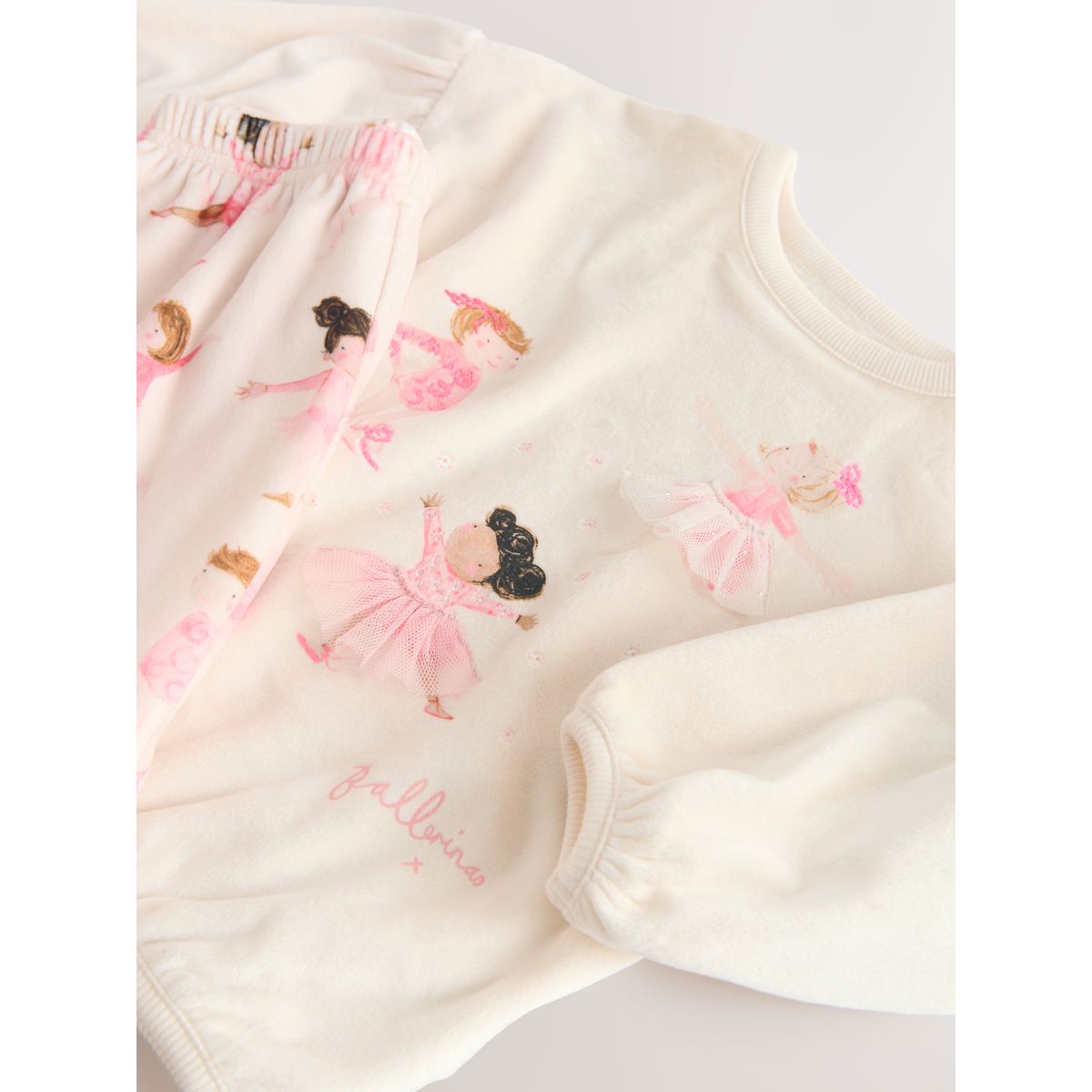 Pyjamas en polaire confortable ballerine écrue/rose, NEXT