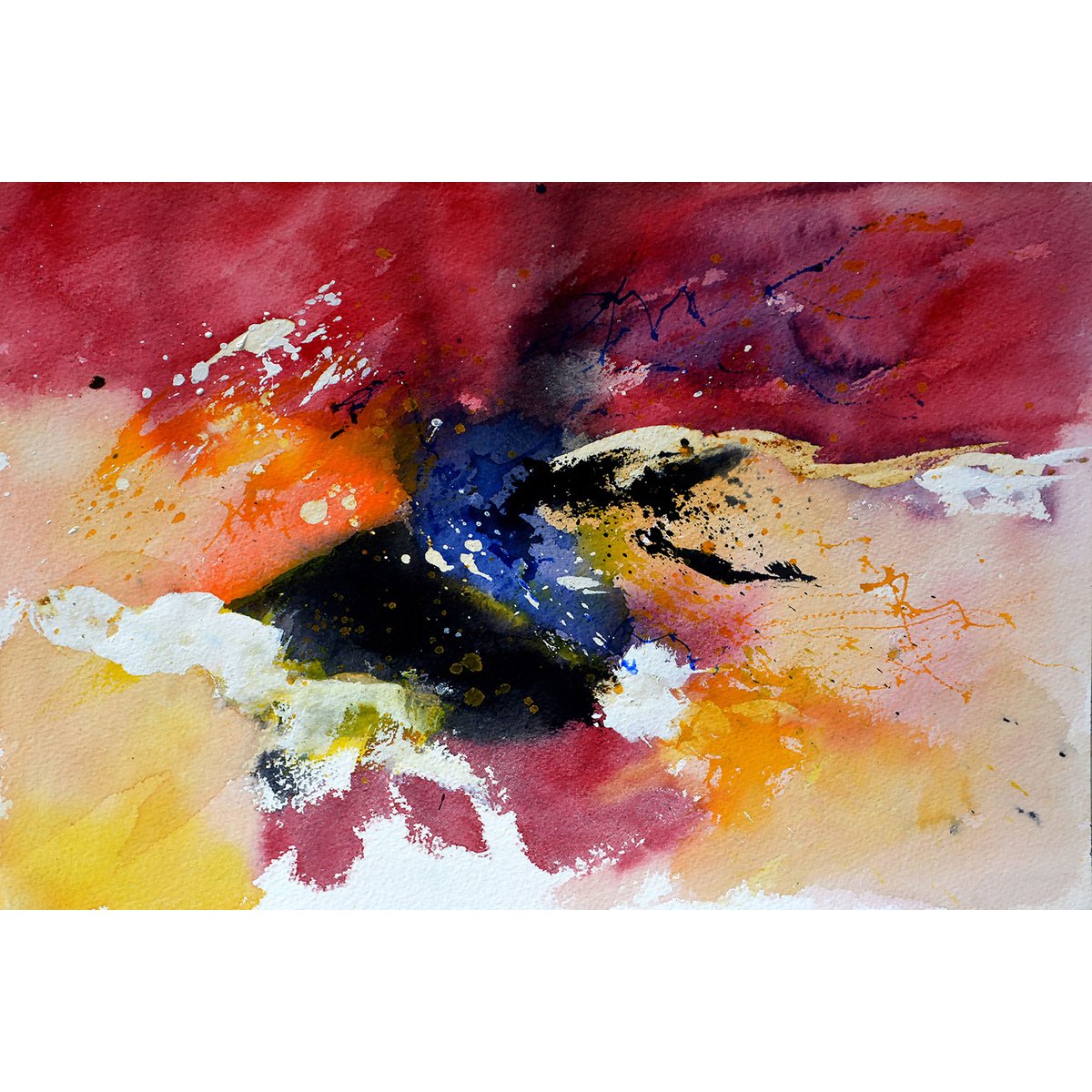 Tableau peint abstraite aquarelle tableau alu dibond, HEXOA
