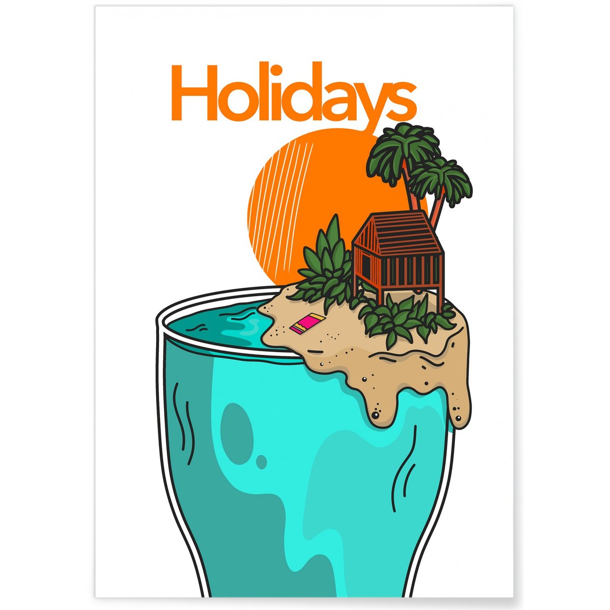 Affiche Holidays blanc, L'AFFICHERIE