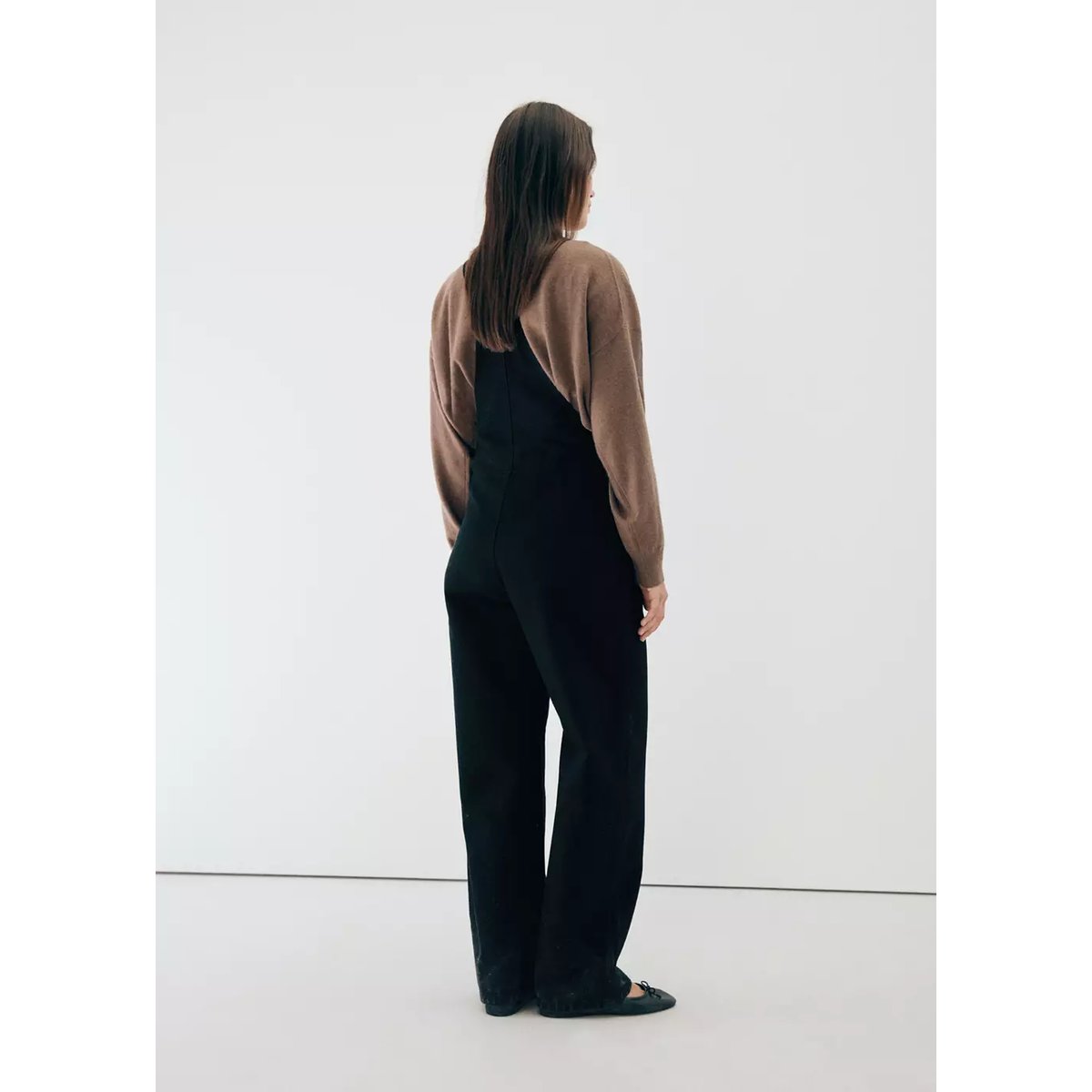 Salopette de grossesse en jean black denim, MANGO
